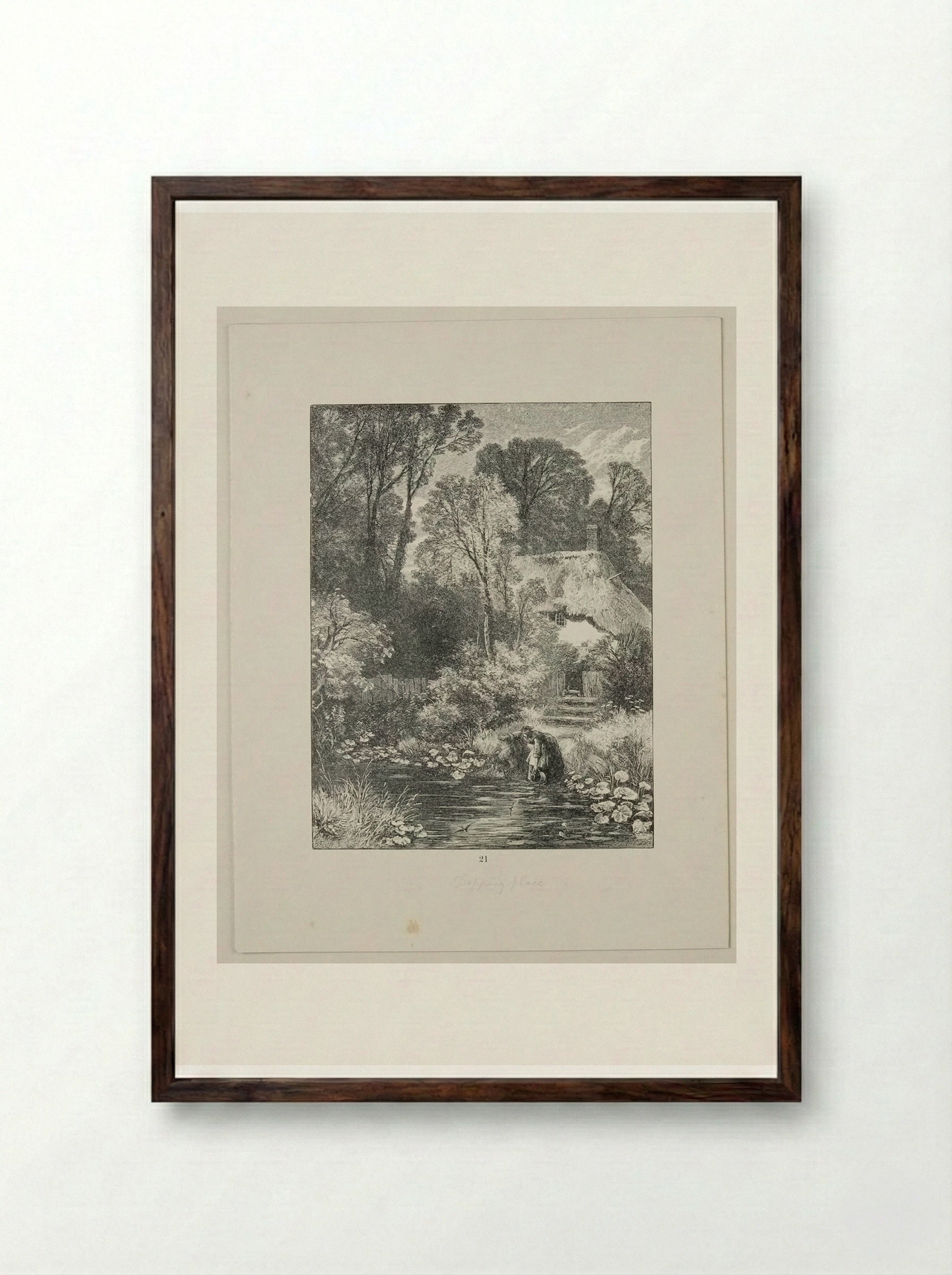 Four Stages of the Stream: 1 The Dipping-Place - Edward Dalziel - Framed Print Dark Wood