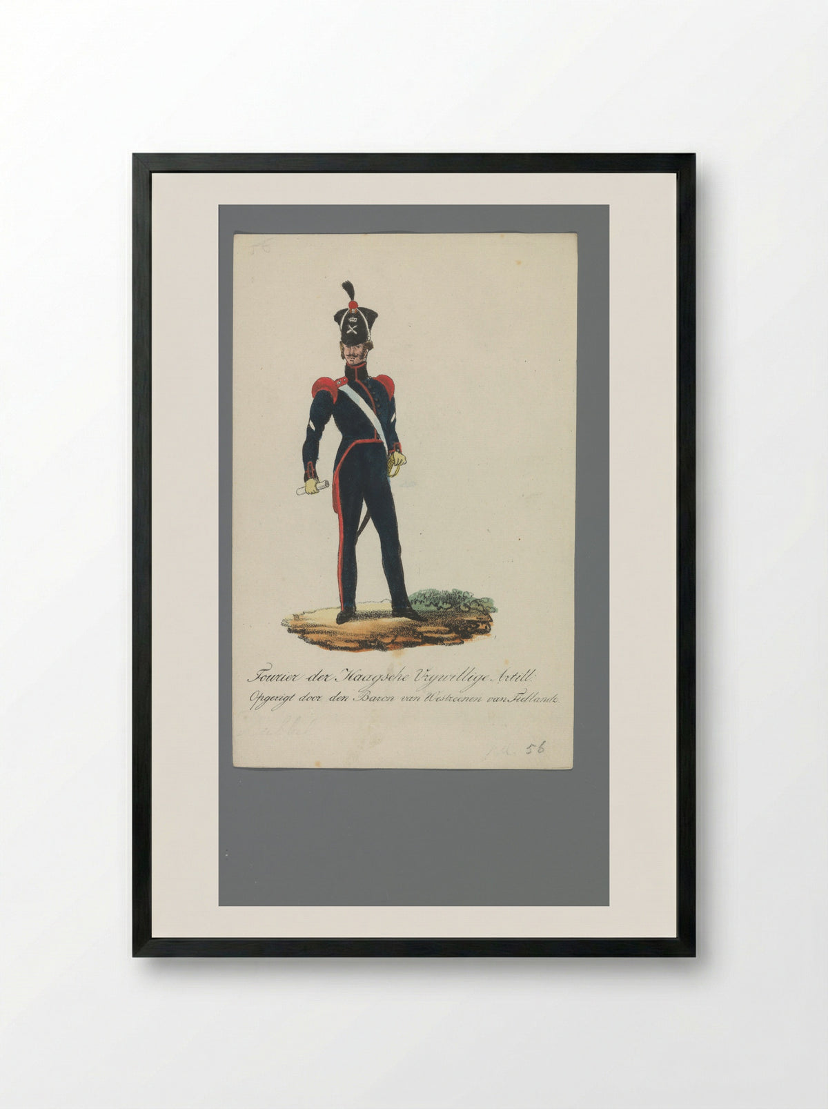 Fourier der Haagsche Vrijwillige Artill: opgerigt door den Baron van Westreenen van Tiellandt - Johannes Paulus Houtman - Framed Print Black
