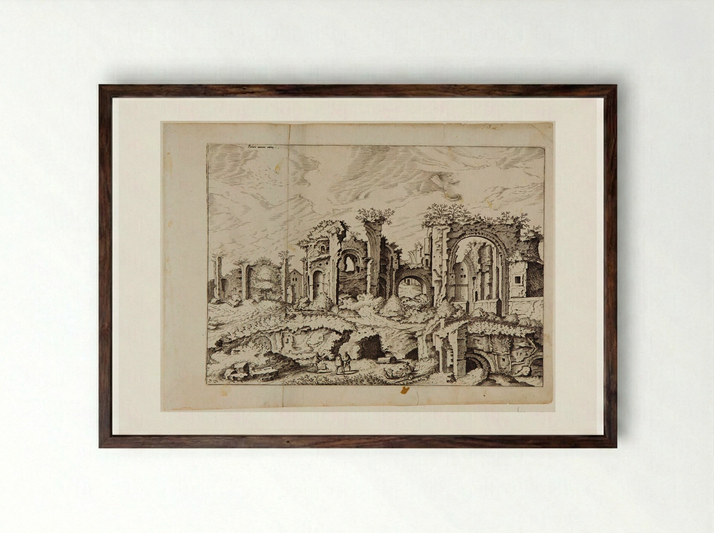 Fourth View of Ruins on the Palatine - Hieronymus Cock - Framed Print Dark Wood