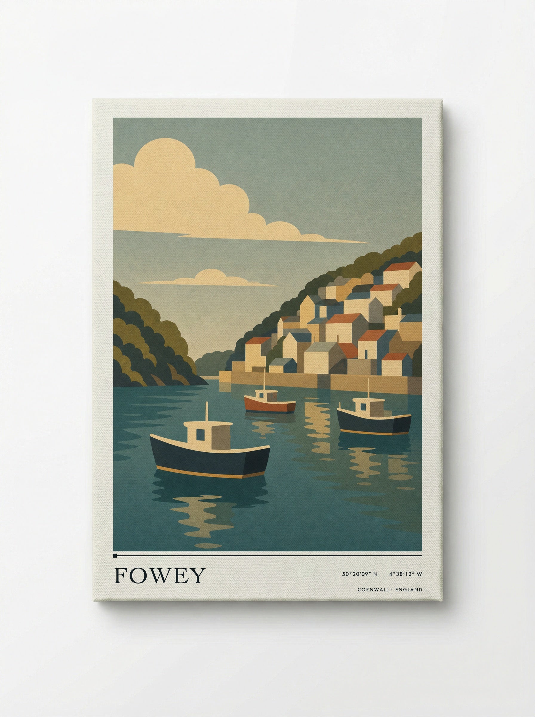 Fowey Cornwall Travel Poster - Canvas