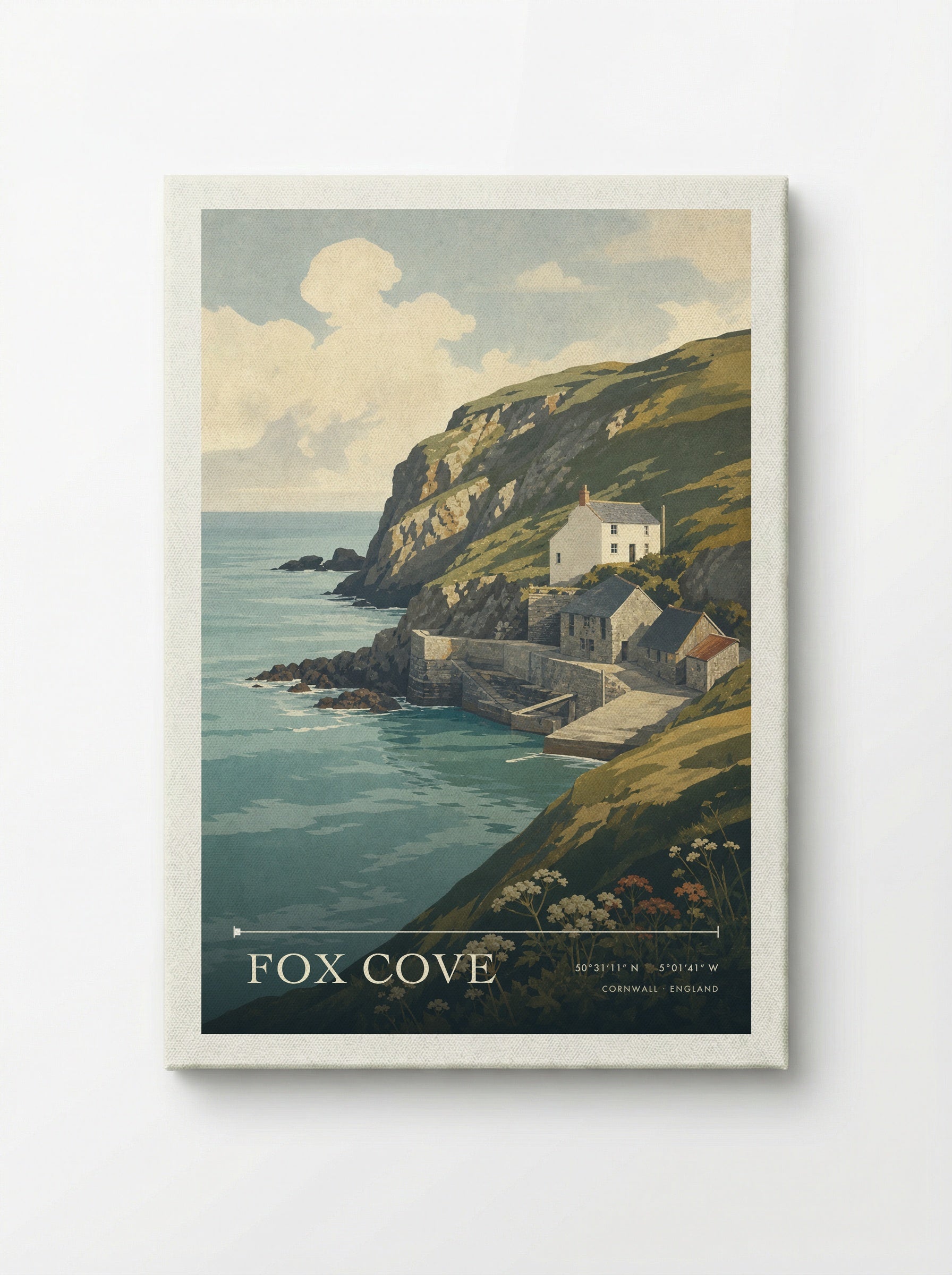 Fox Cove Cornwall England Travel Poster - Canvas