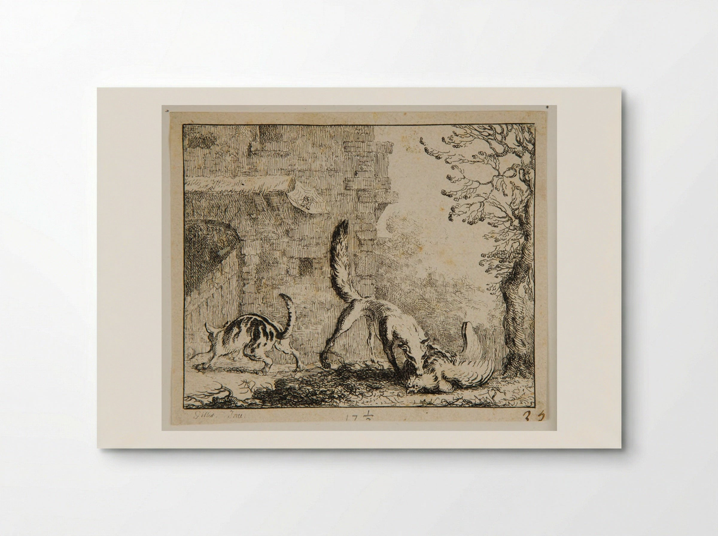 Fox Killing a Hen - Claude Gillot - Poster