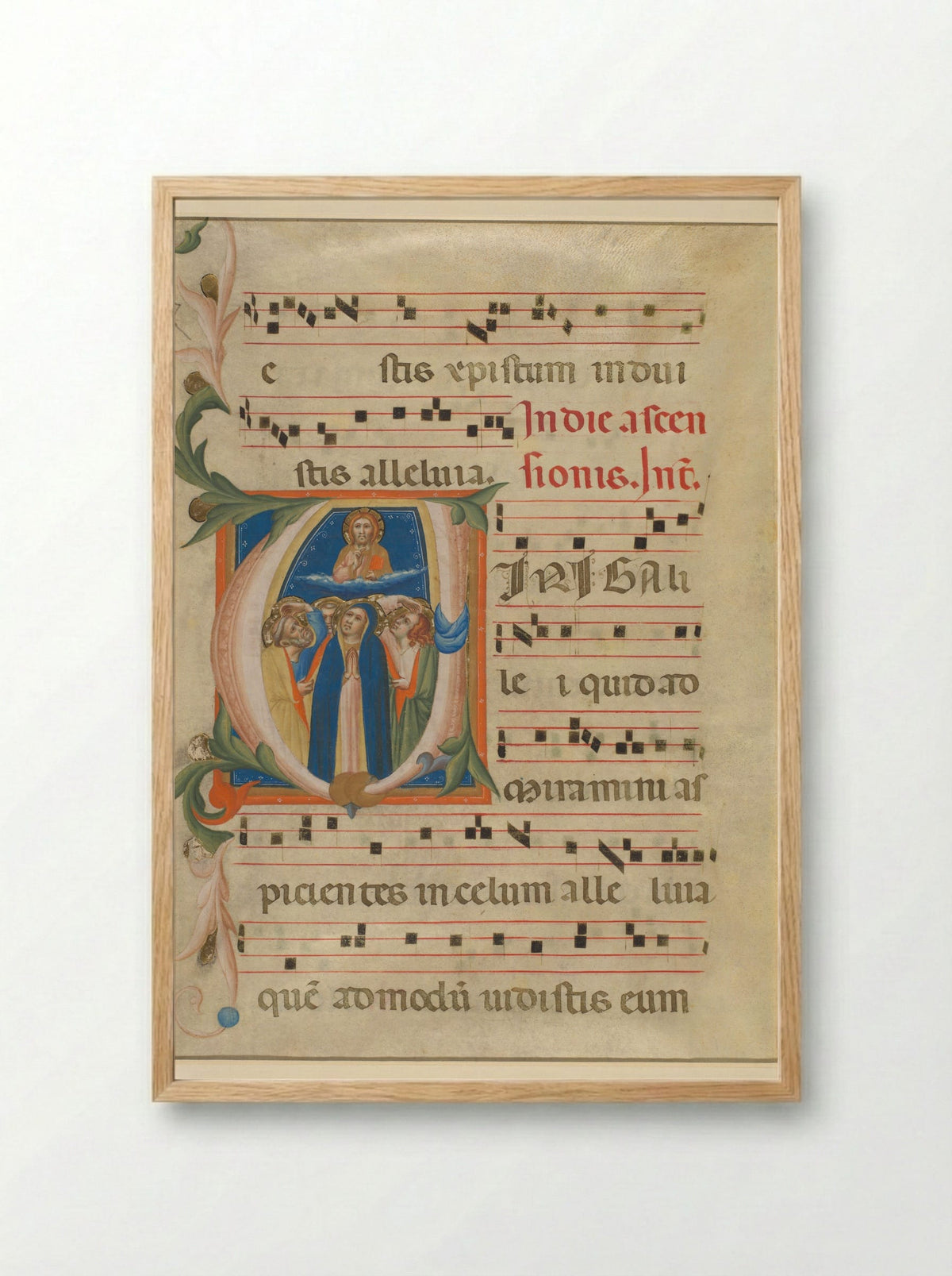 Fragment of a Missal: Initial A with the Ascension of Christ - Lippo Vanni - Framed Print Wood