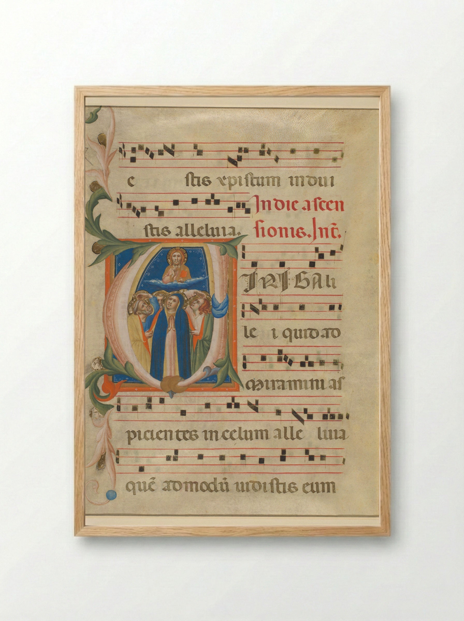 Fragment of a Missal: Initial A with the Ascension of Christ - Lippo Vanni - Framed Print Wood