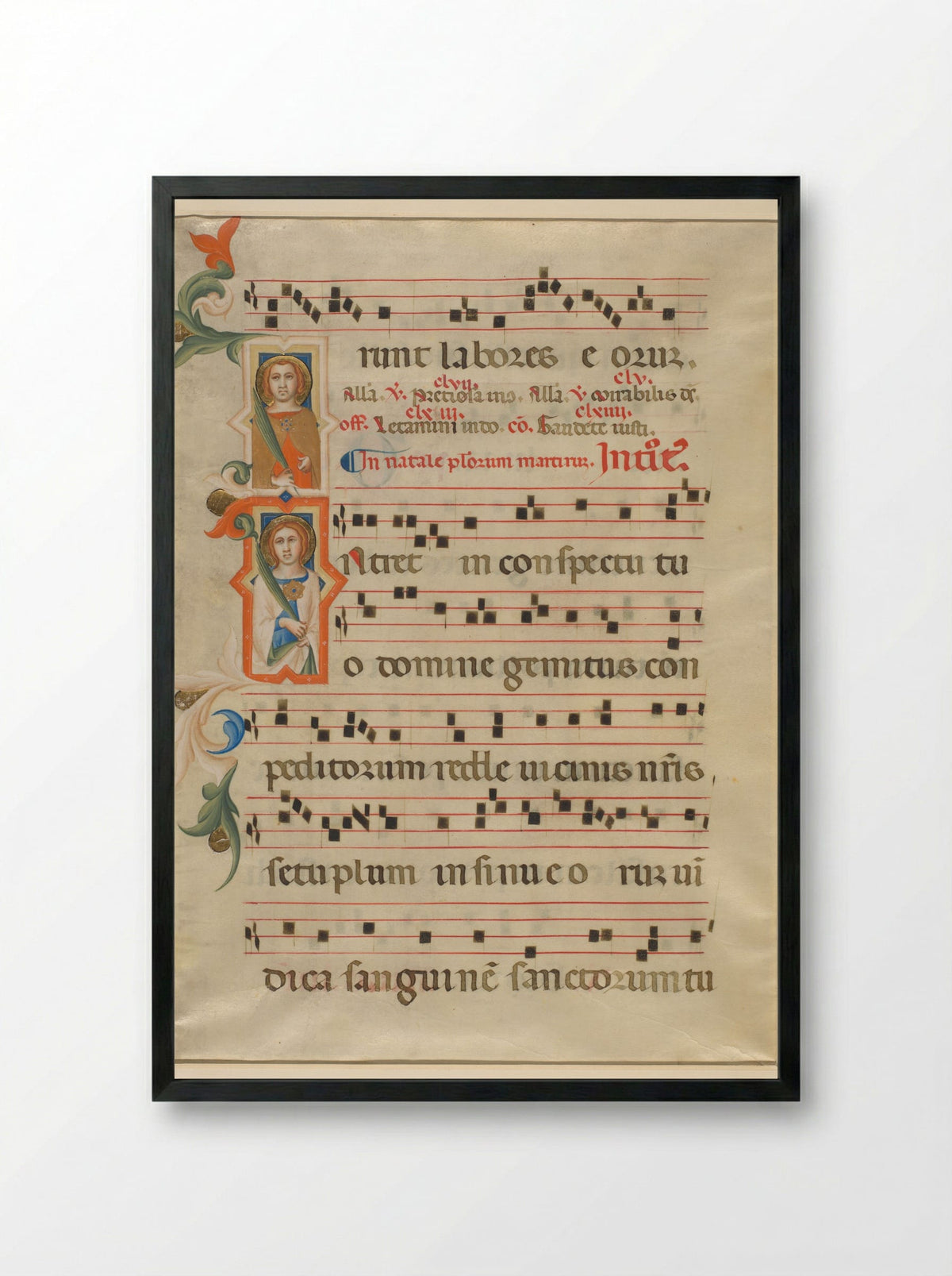 Fragment of a Missal: Two Initials with Martyrs - Lippo Vanni - Framed Print Black