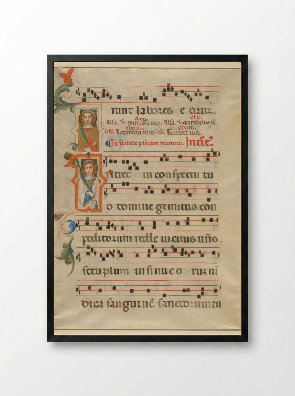 Fragment of a Missal: Two Initials with Martyrs - Lippo Vanni - Framed Print Black