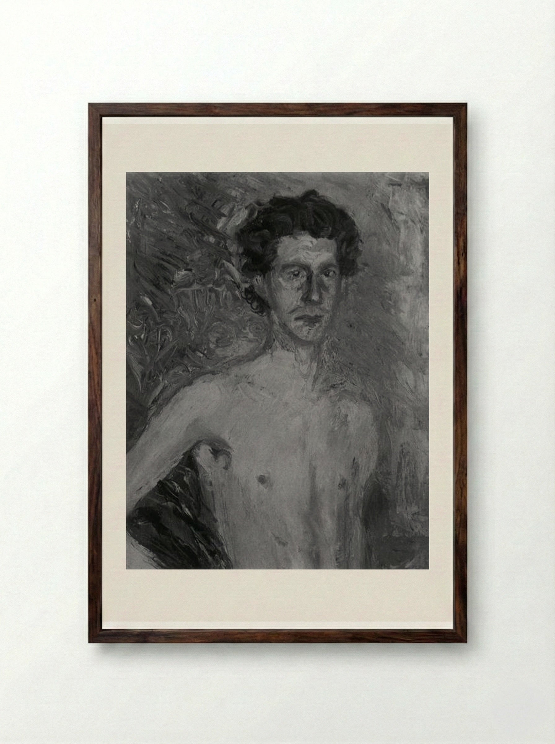 Fragment of a Self-Portrait - Richard Gerstl - Framed Print Dark Wood