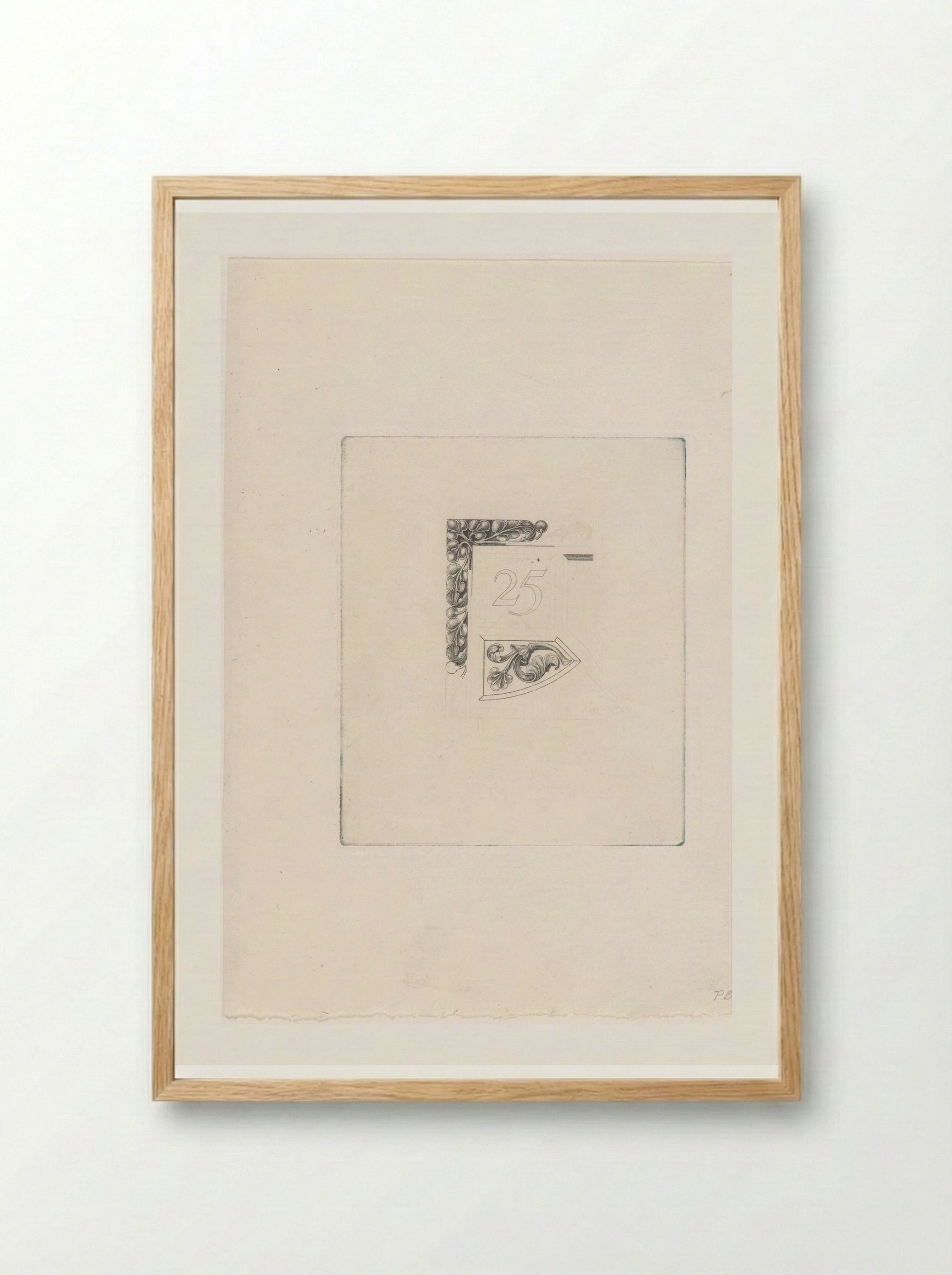 Fragment of a Twenty-Five Guilder Banknote Design - Pieter Dupont - Framed Print Wood