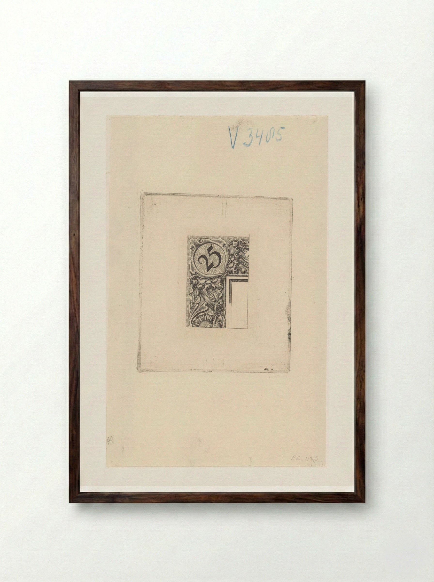 Fragment of a Twenty-Five Gulden Banknote - Pieter Dupont - Framed Print Dark Wood