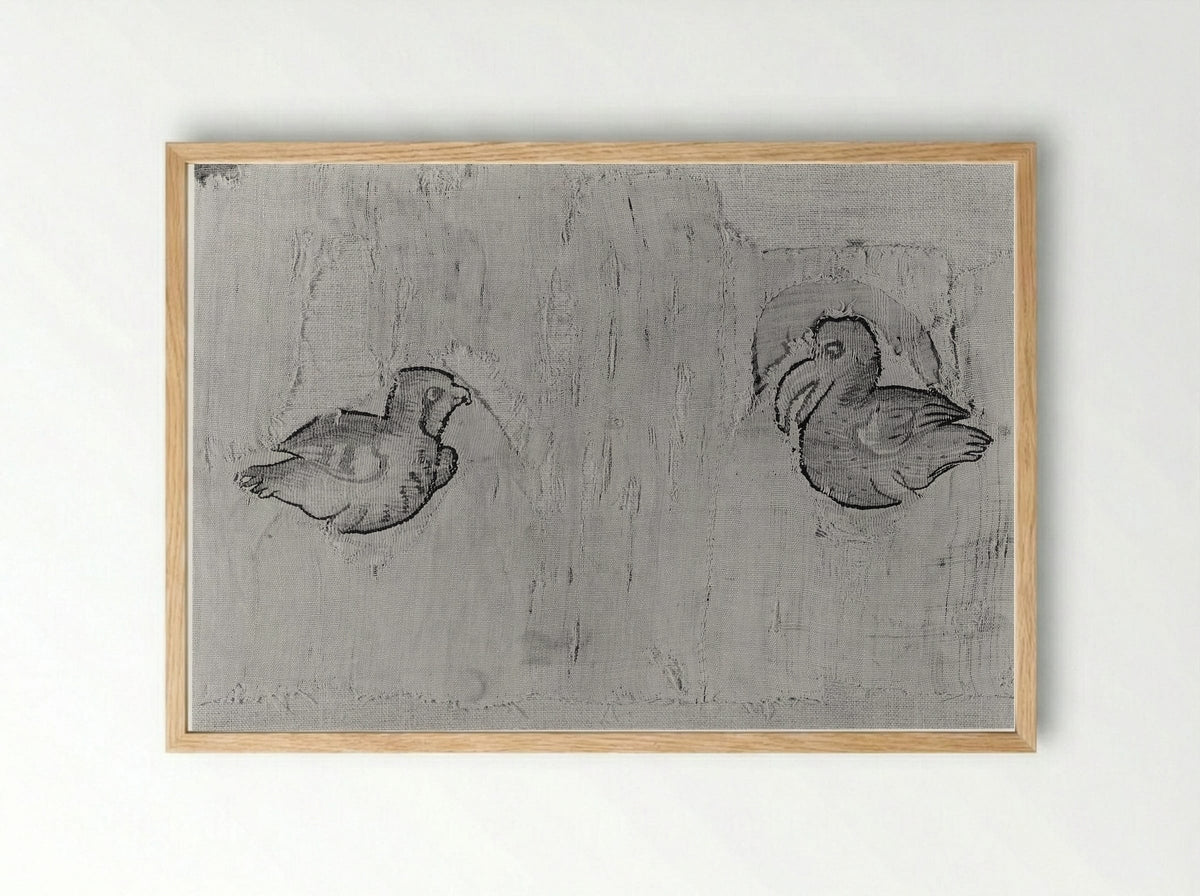 Fragment with Two Birds - Fine Art Print - Framed Print Wood