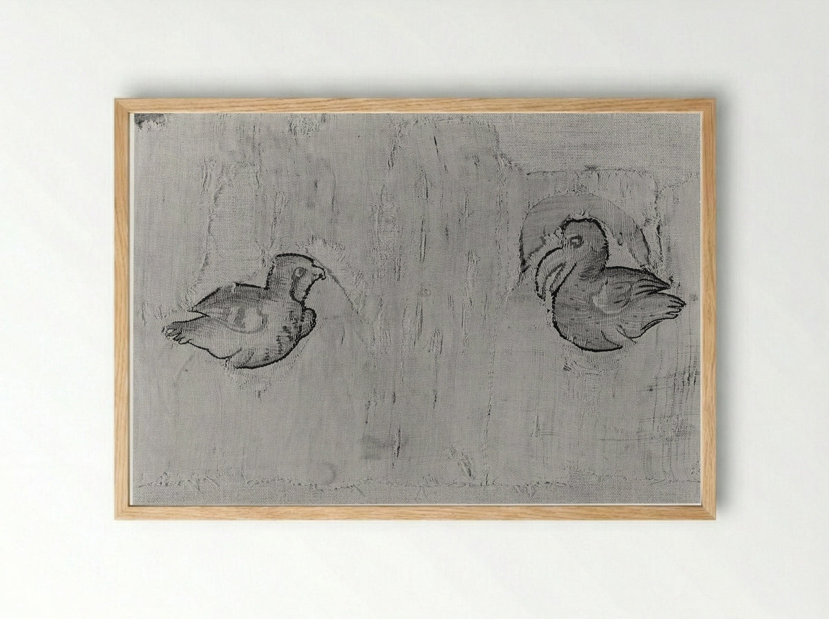 Fragment with Two Birds - Fine Art Print - Framed Print Wood