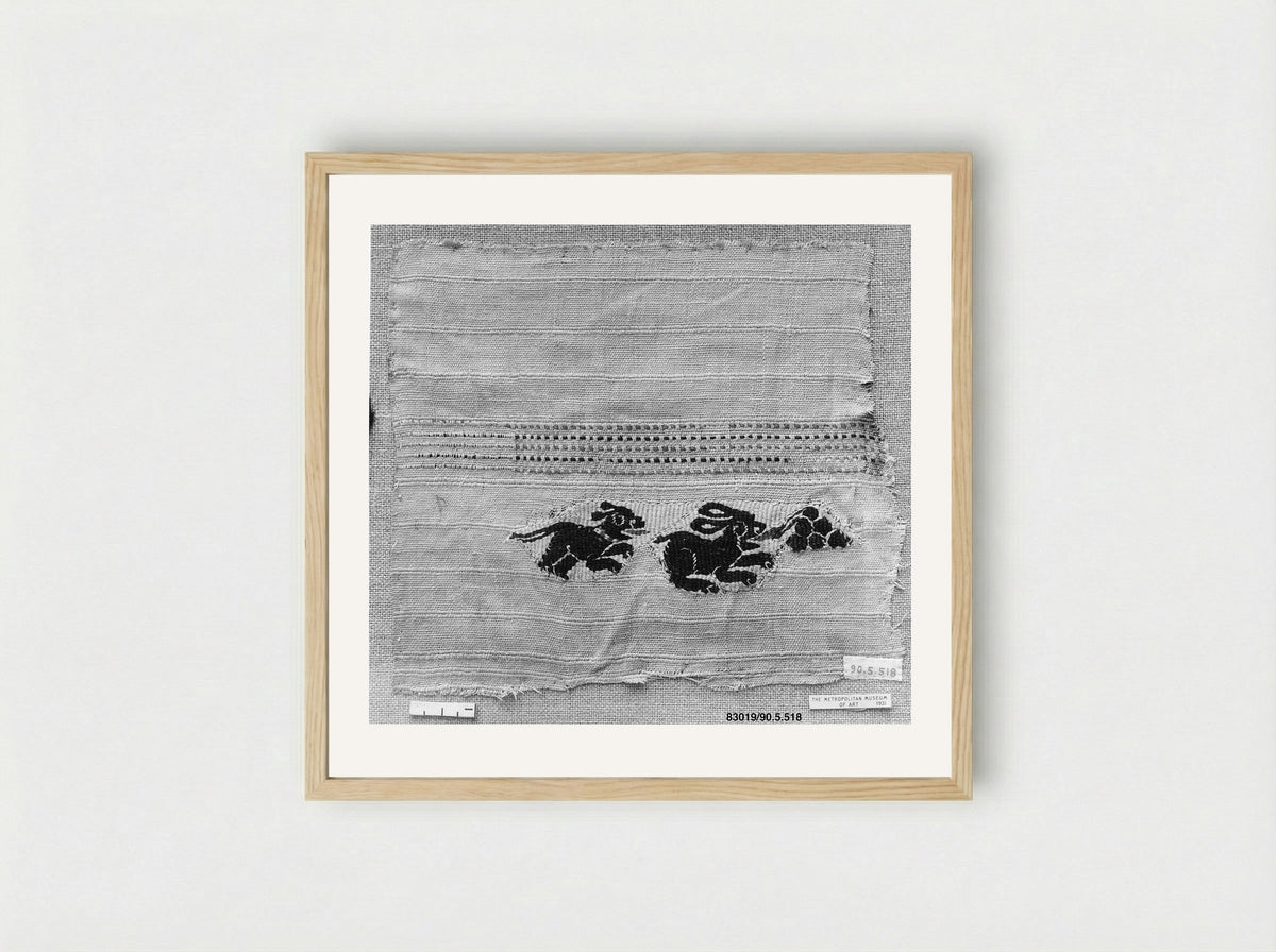 Fragment with a Dog, Hare, and a Bunch of Grapes - Unknown Artist - Framed Print Wood