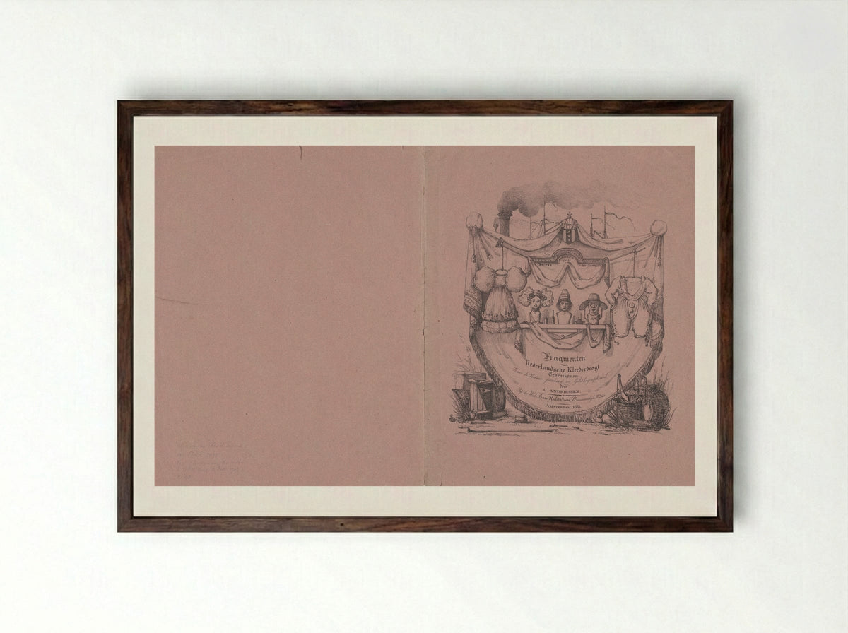 Fragmenten van Nederlandsche Kleederdragt - Christiaan Andriessen - Framed Print Dark Wood