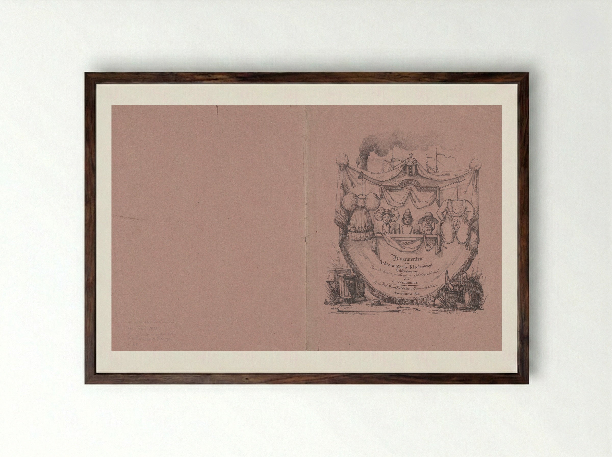 Fragmenten van Nederlandsche Kleederdragt - Christiaan Andriessen - Framed Print Dark Wood