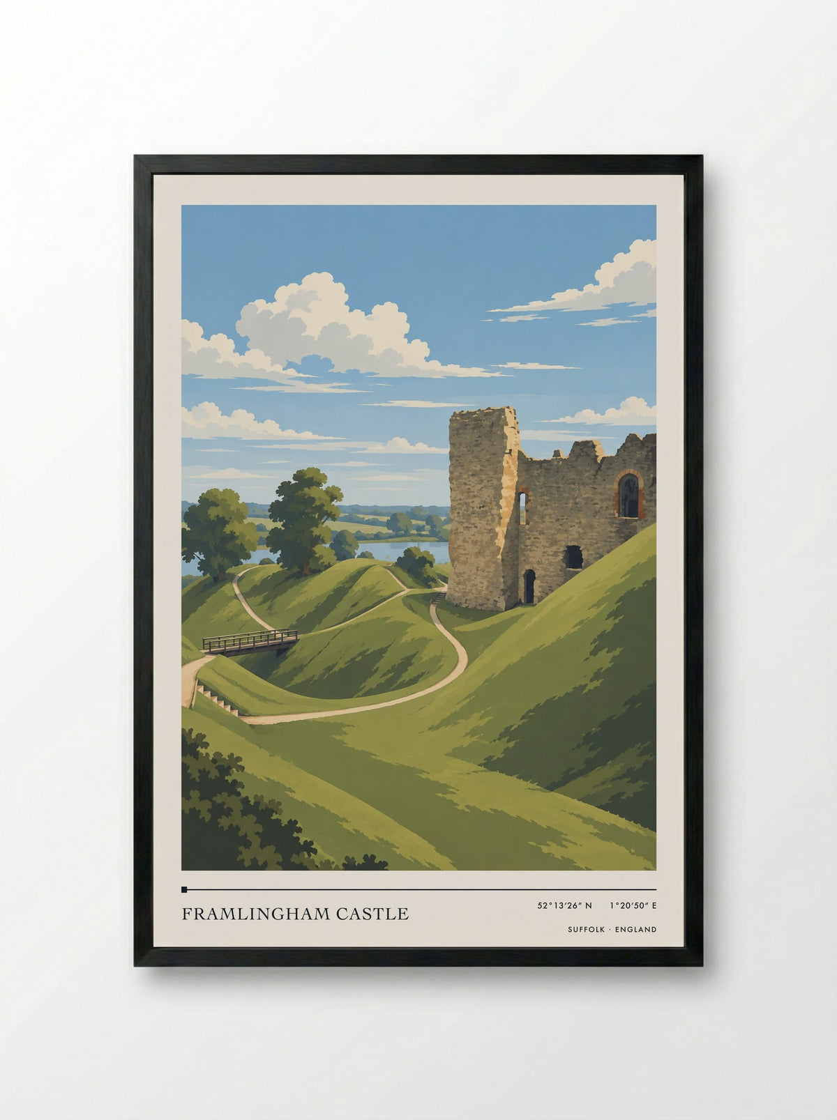 Framlingham Castle, Suffolk | Travel Poster - Framed Print Black