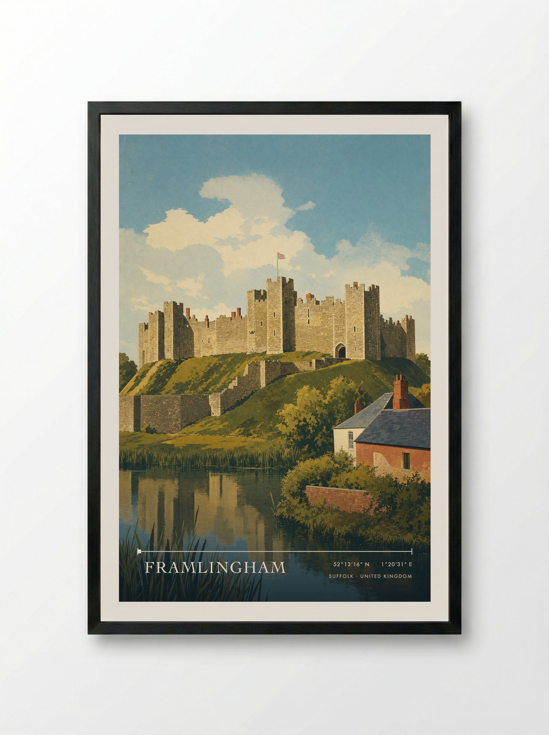 Framlingham Suffolk United Kingdom Travel Poster - Framed Print Black