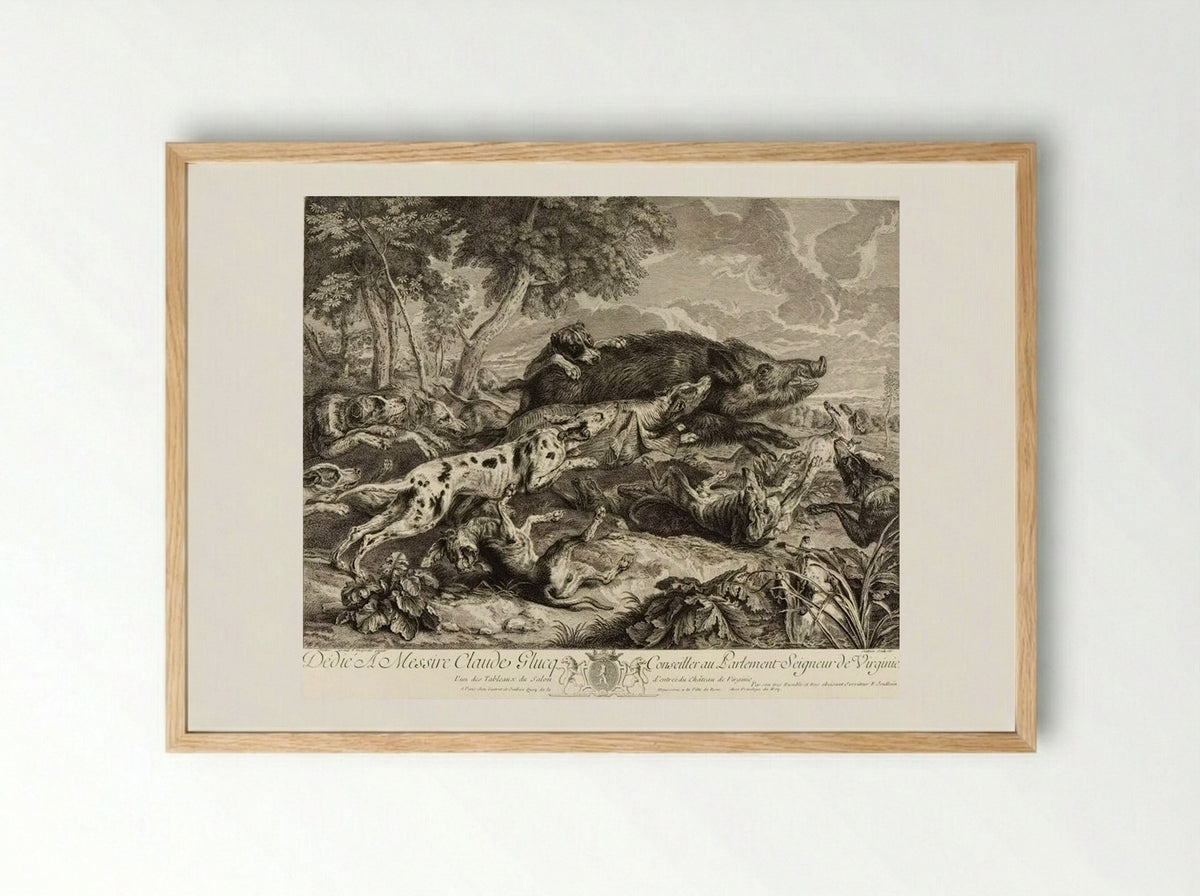François Desportes (Hunting Scene) - François Joullain - Framed Print Wood