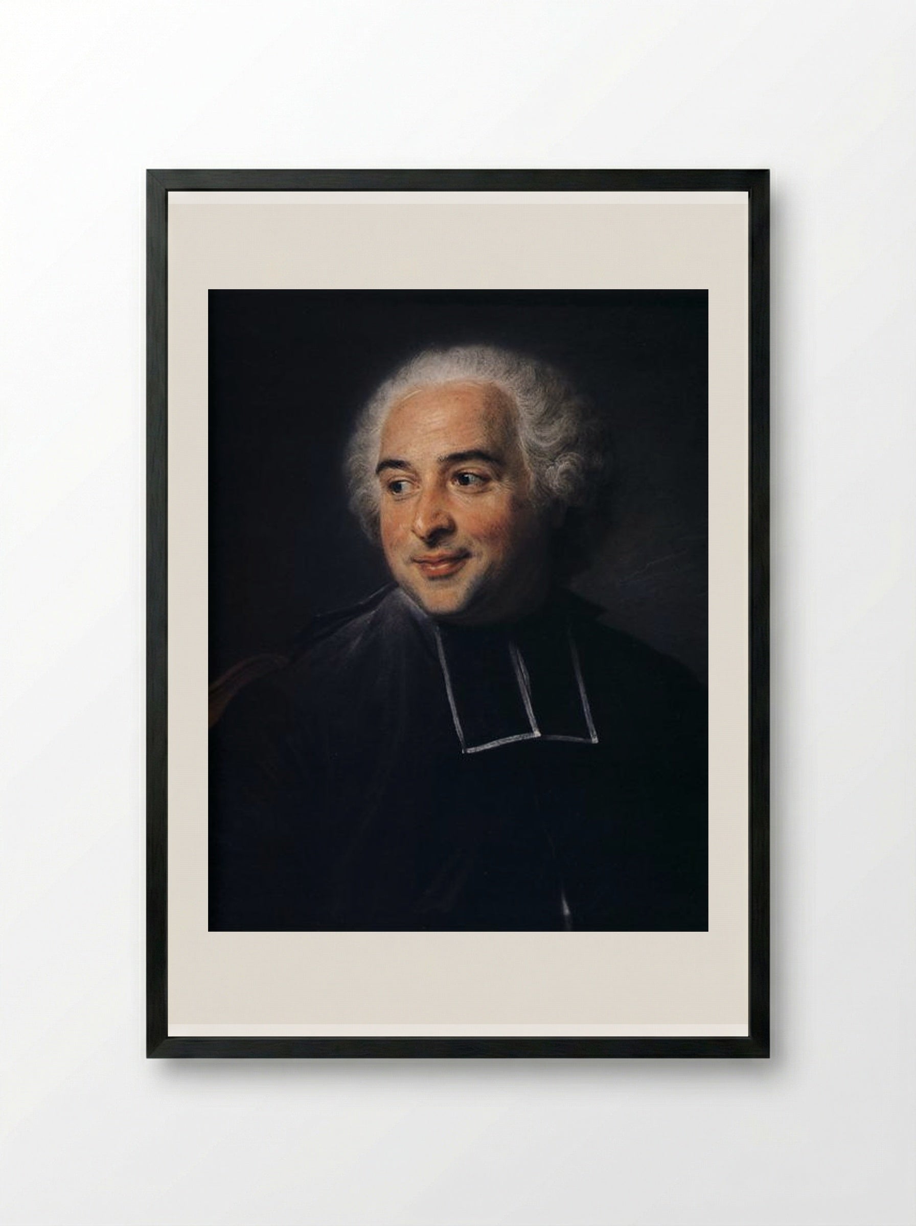 François-Emmanuel Pommyer, Abbot of Bonneval - Maurice Quentin de La Tour - Framed Print Black