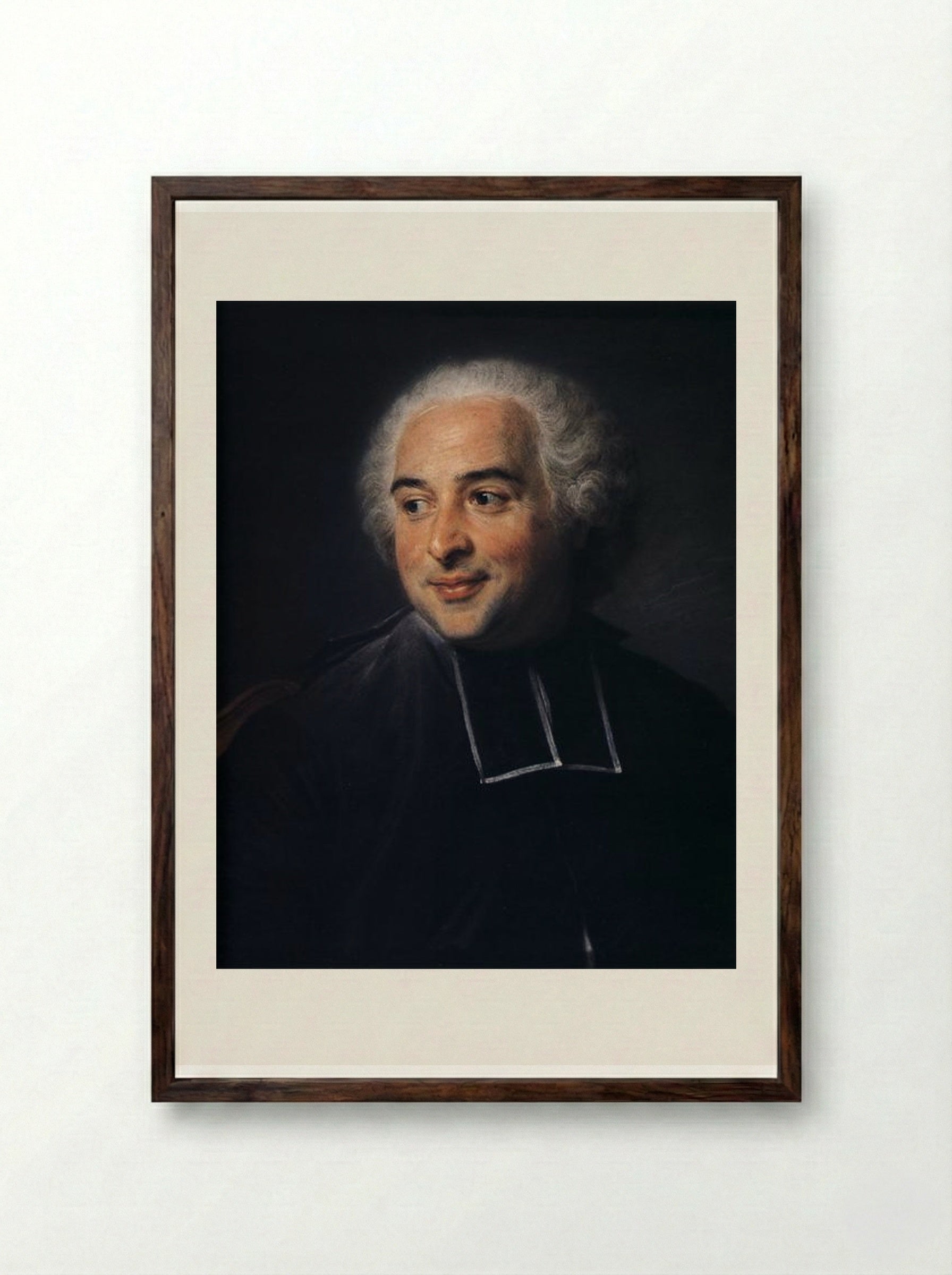 François-Emmanuel Pommyer, Abbot of Bonneval - Maurice Quentin de La Tour - Framed Print Dark Wood