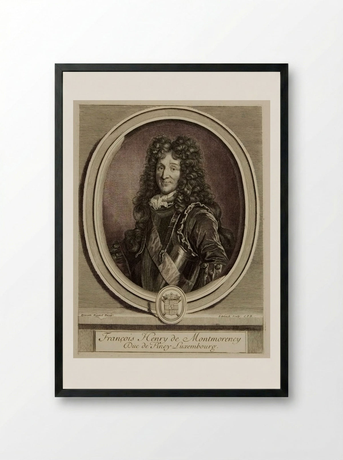 François-Henri de Montmorency, Duc de Piney-Luxembourg - Gérard Edelinck - Framed Print Black