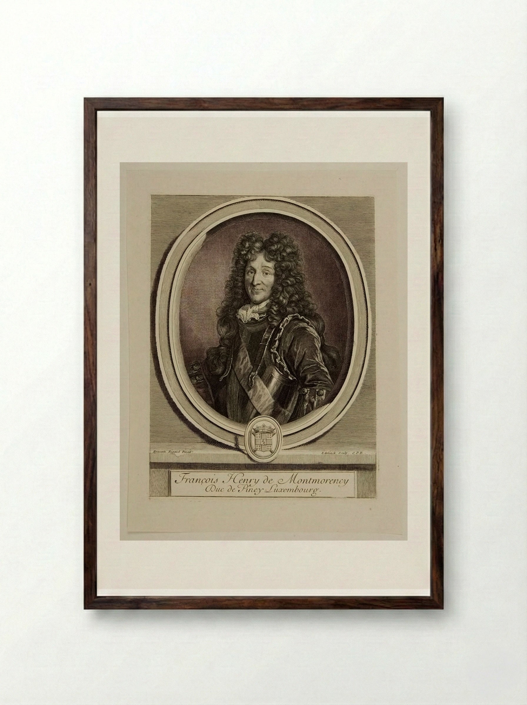 François-Henri de Montmorency, Duc de Piney-Luxembourg - Gérard Edelinck - Framed Print Dark Wood