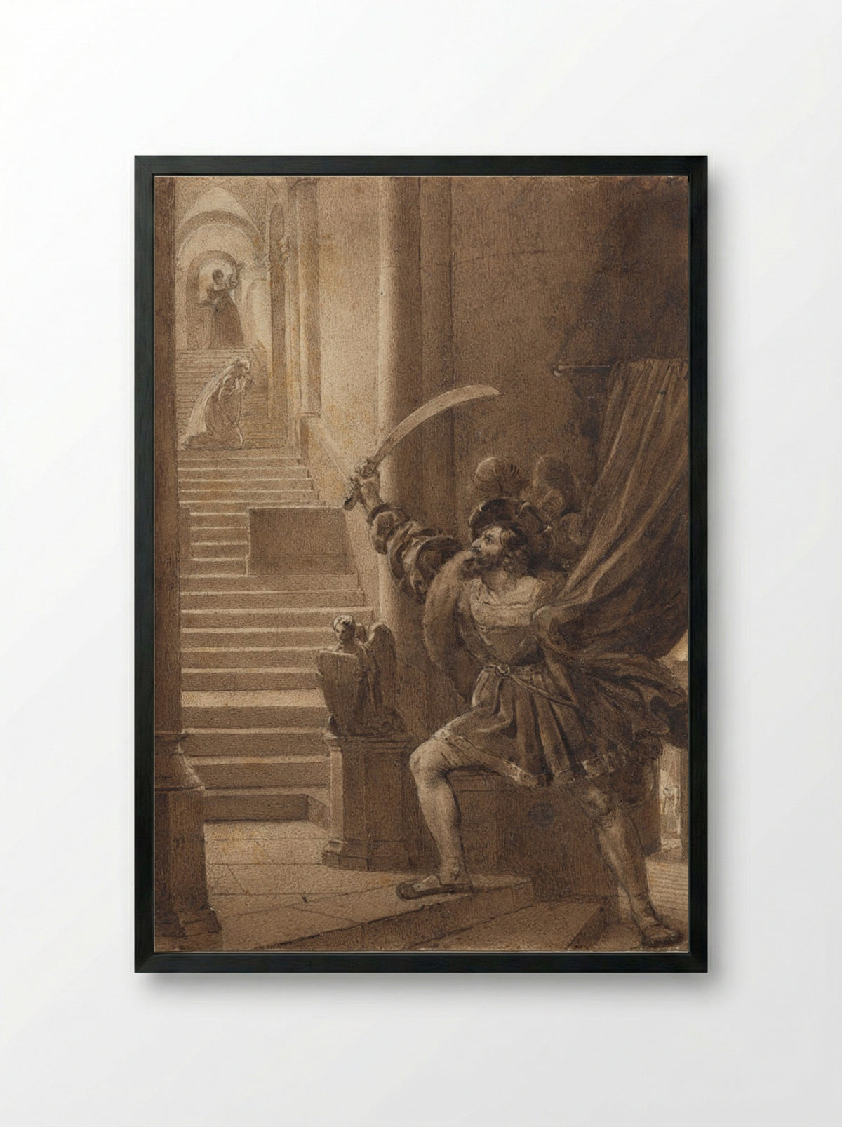 François I Brandishing a Sword - Alexandre-Evariste Fragonard - Framed Print Black
