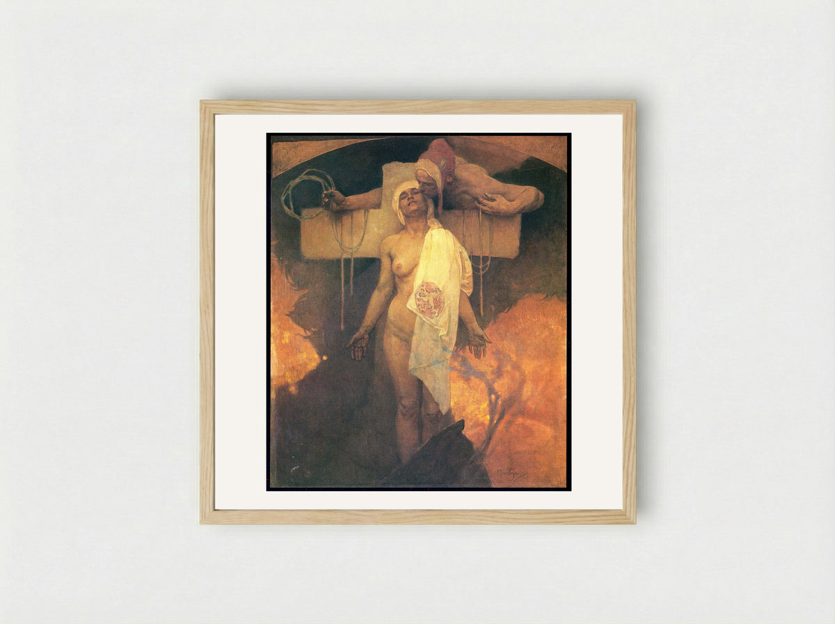 France Embraces Bohemia - Alphonse Mucha - Framed Print Wood