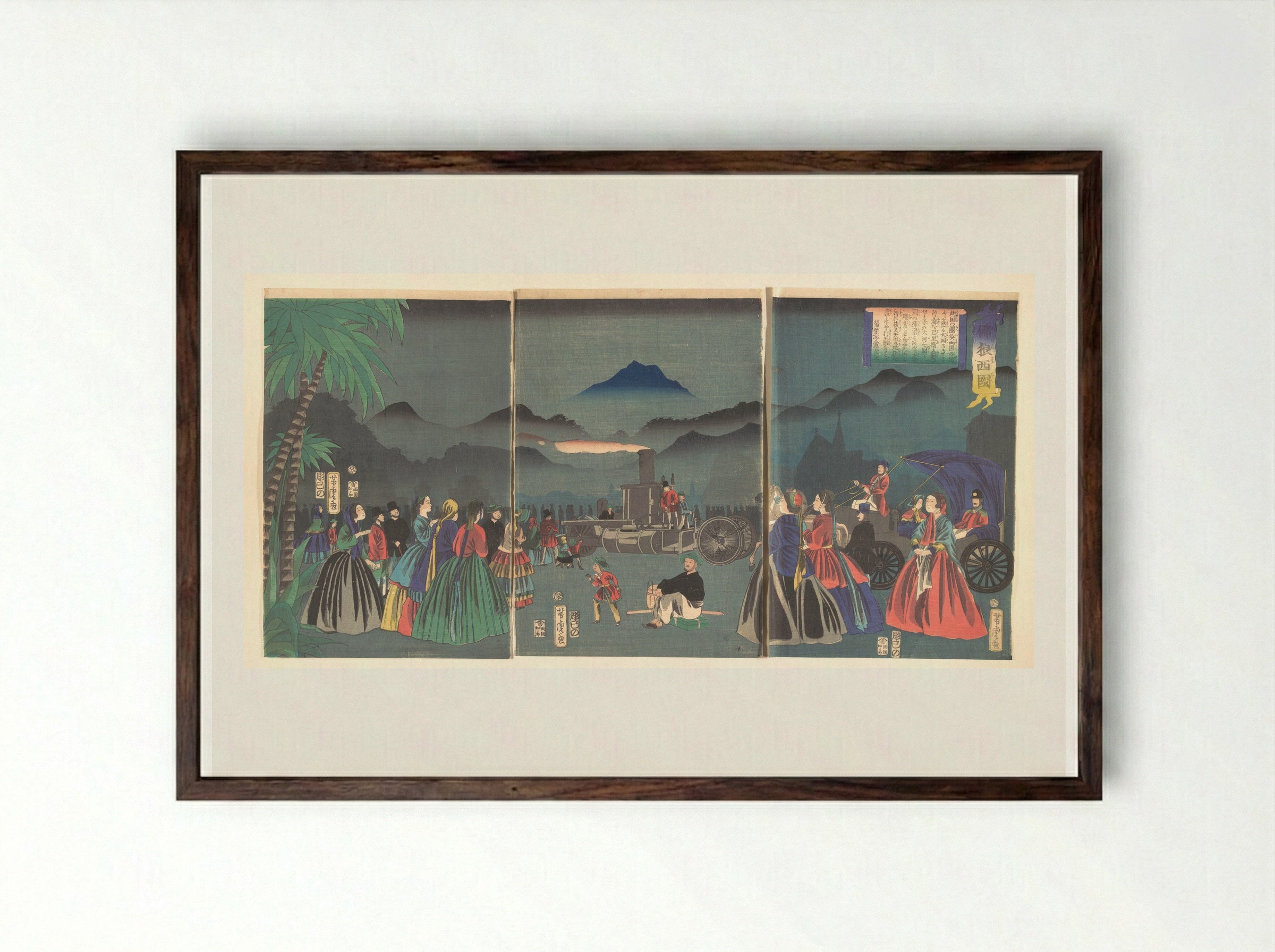 France (Furansukoku) - Utagawa Yoshitora - Framed Print Dark Wood