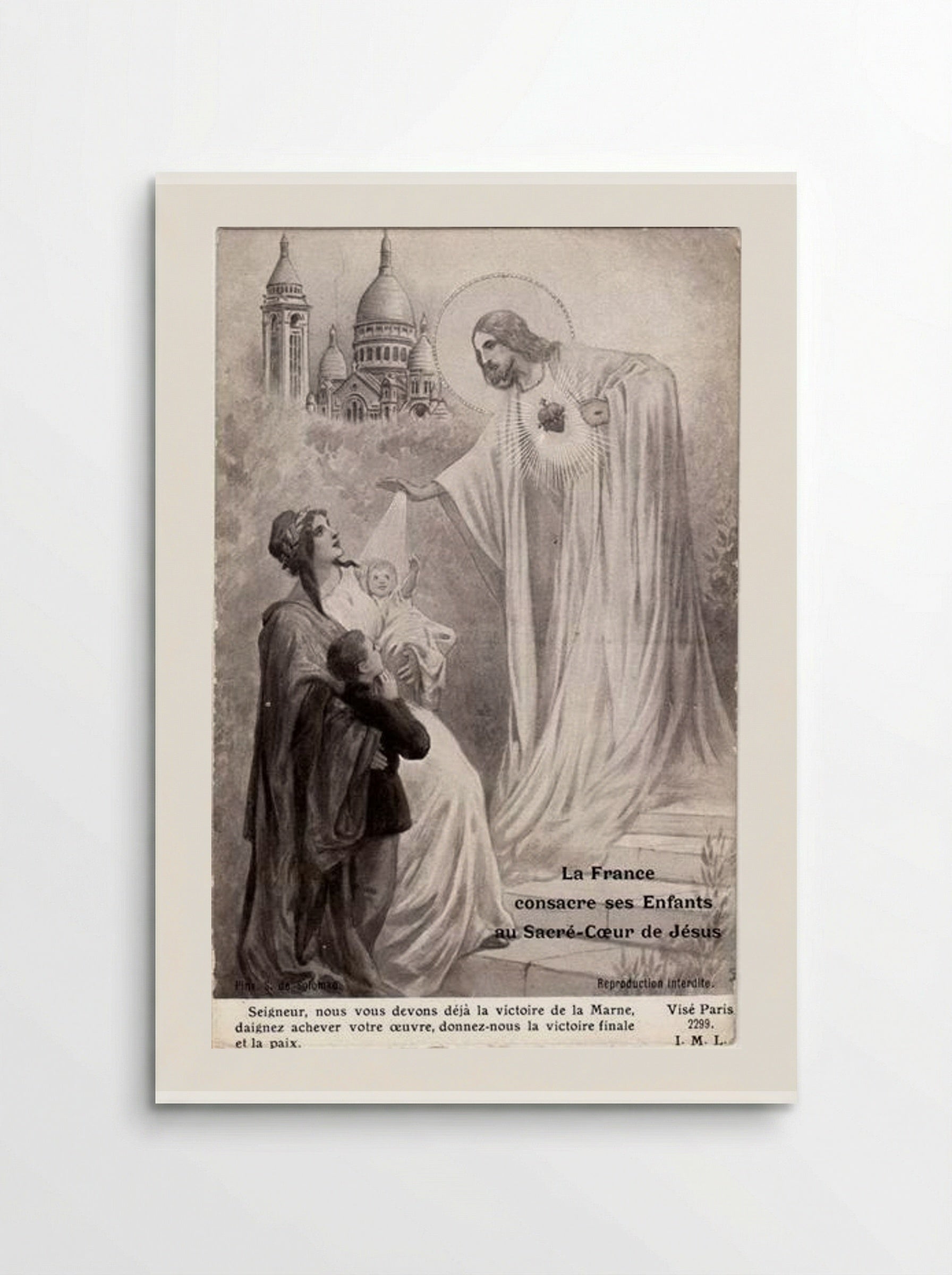 France blesses his children before the Sacred Heart of Jesus - Sergey Solomko - Poster