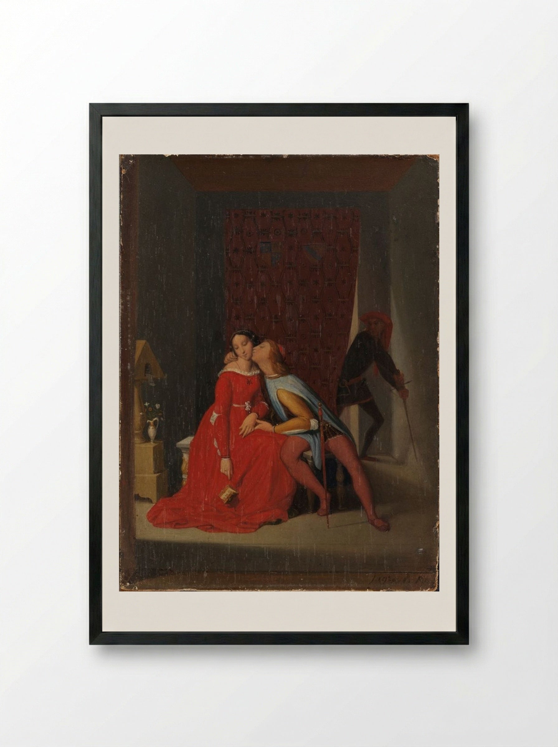 Francesca da Rimini and Paolo Malatesta - Jean Auguste Dominique Ingres - Framed Print Black