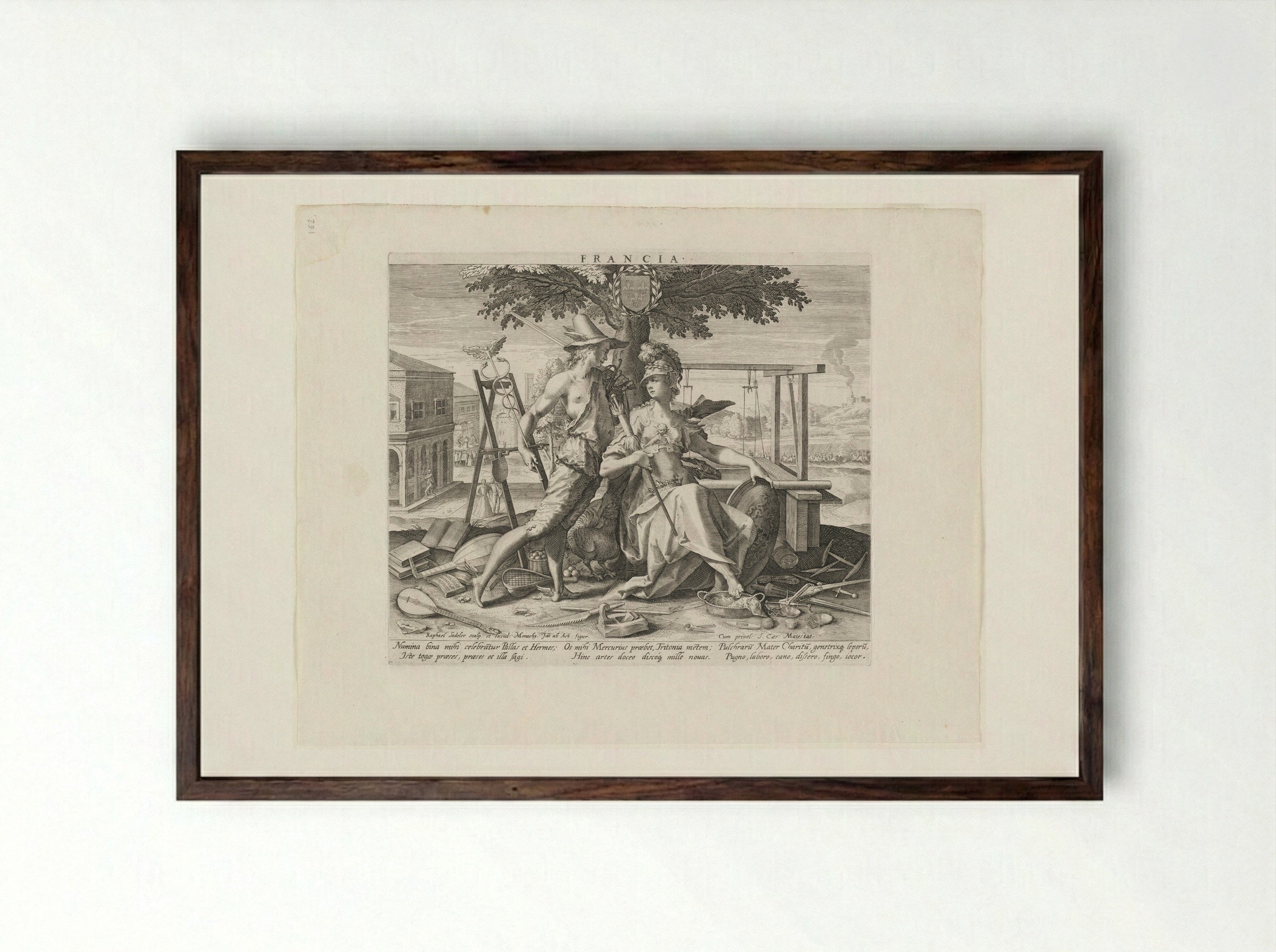 Francia - Johann Sadeler I - Framed Print Dark Wood