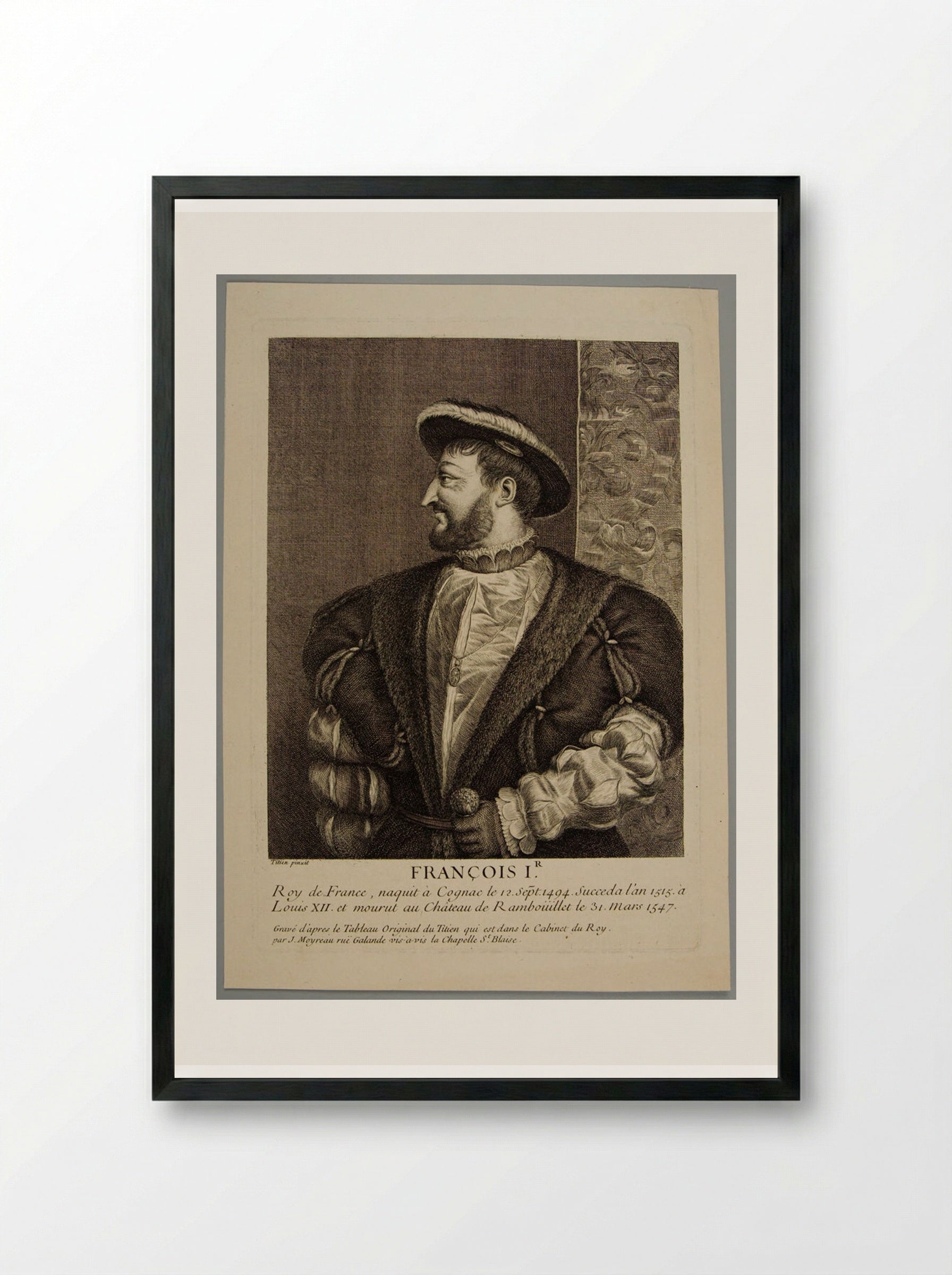 Francis I, King of France - Jean Moyreau - Framed Print Black