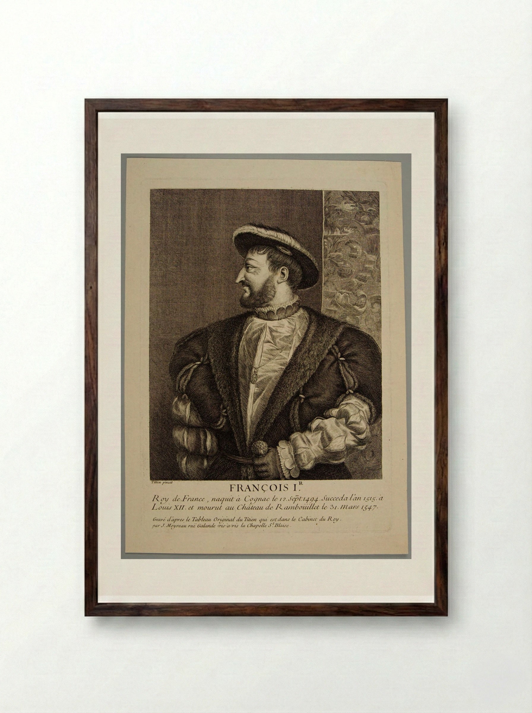 Francis I, King of France - Jean Moyreau - Framed Print Dark Wood