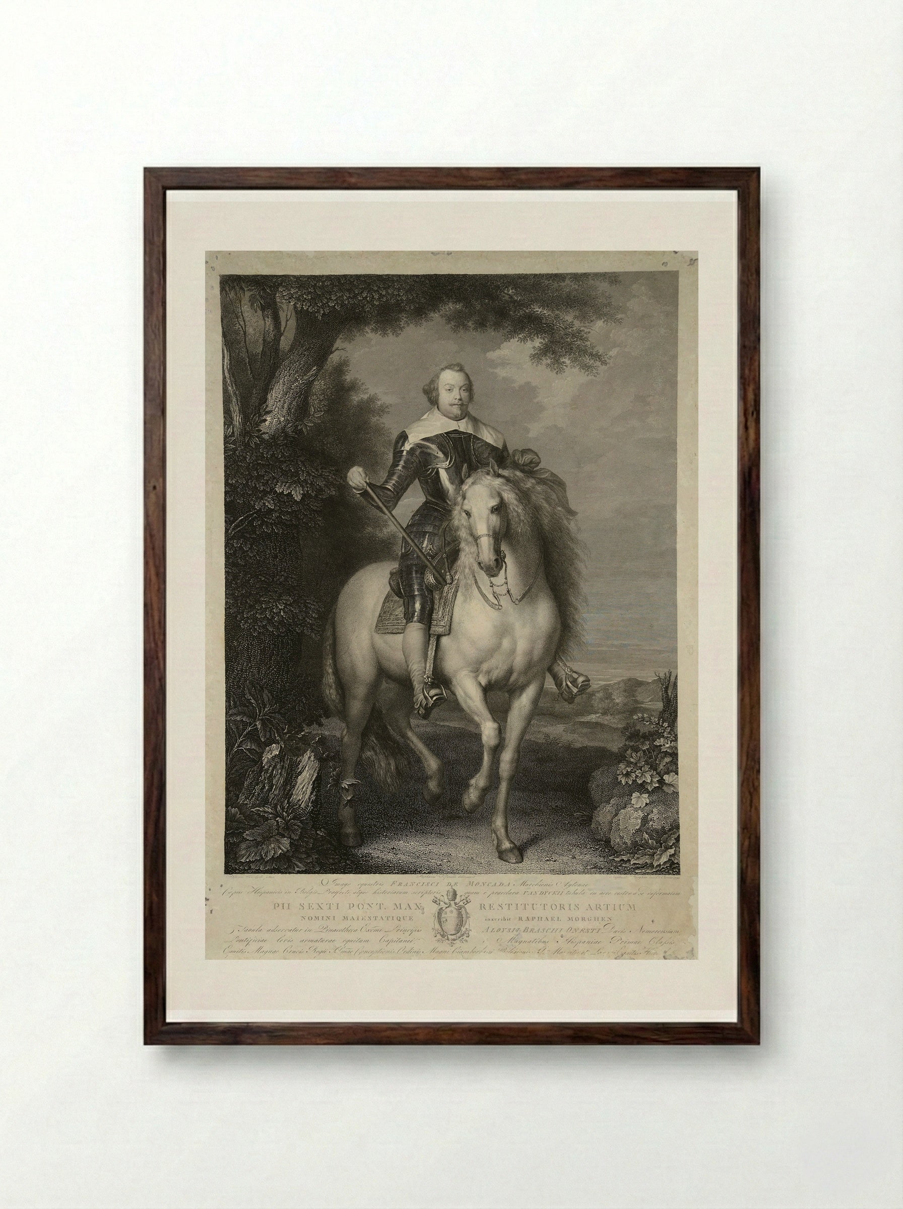 Francisco de Moncada - Raphael Morghen - Framed Print Dark Wood