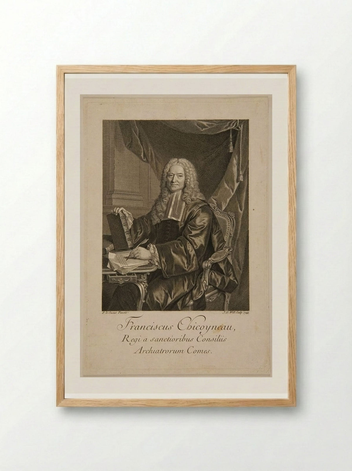 Franciscus Chicoyneau - Johann Georg Wille - Framed Print Wood