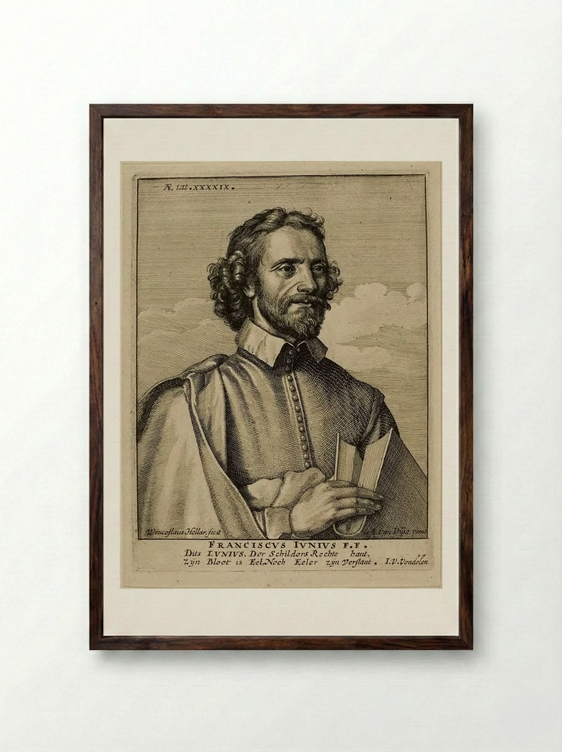 Franciscus Junius the Younger - Wenceslaus Hollar - Framed Print Dark Wood