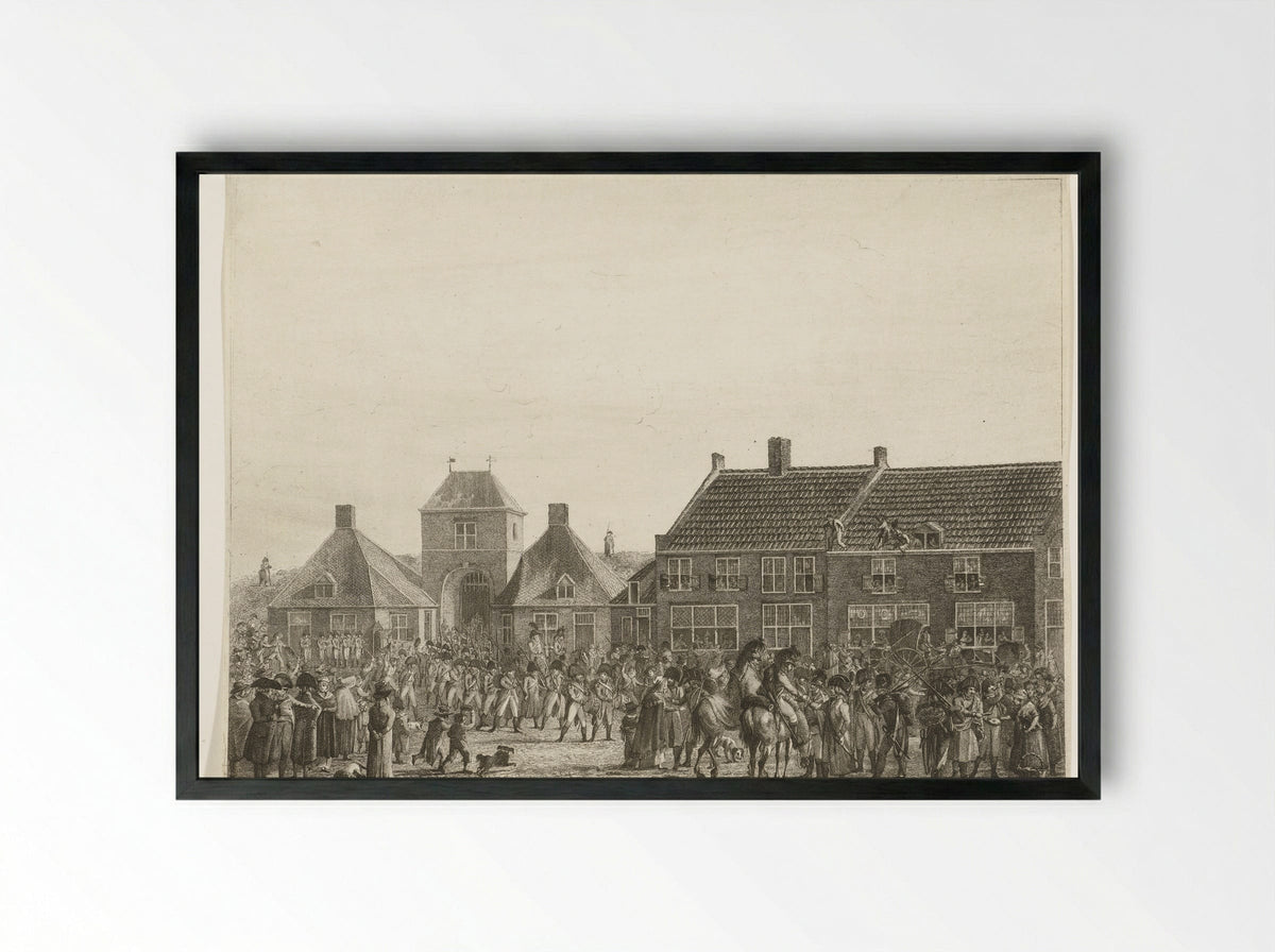 Franse troepen trekken Breda binnen, 1793 - Joannes Bemme - Framed Print Black