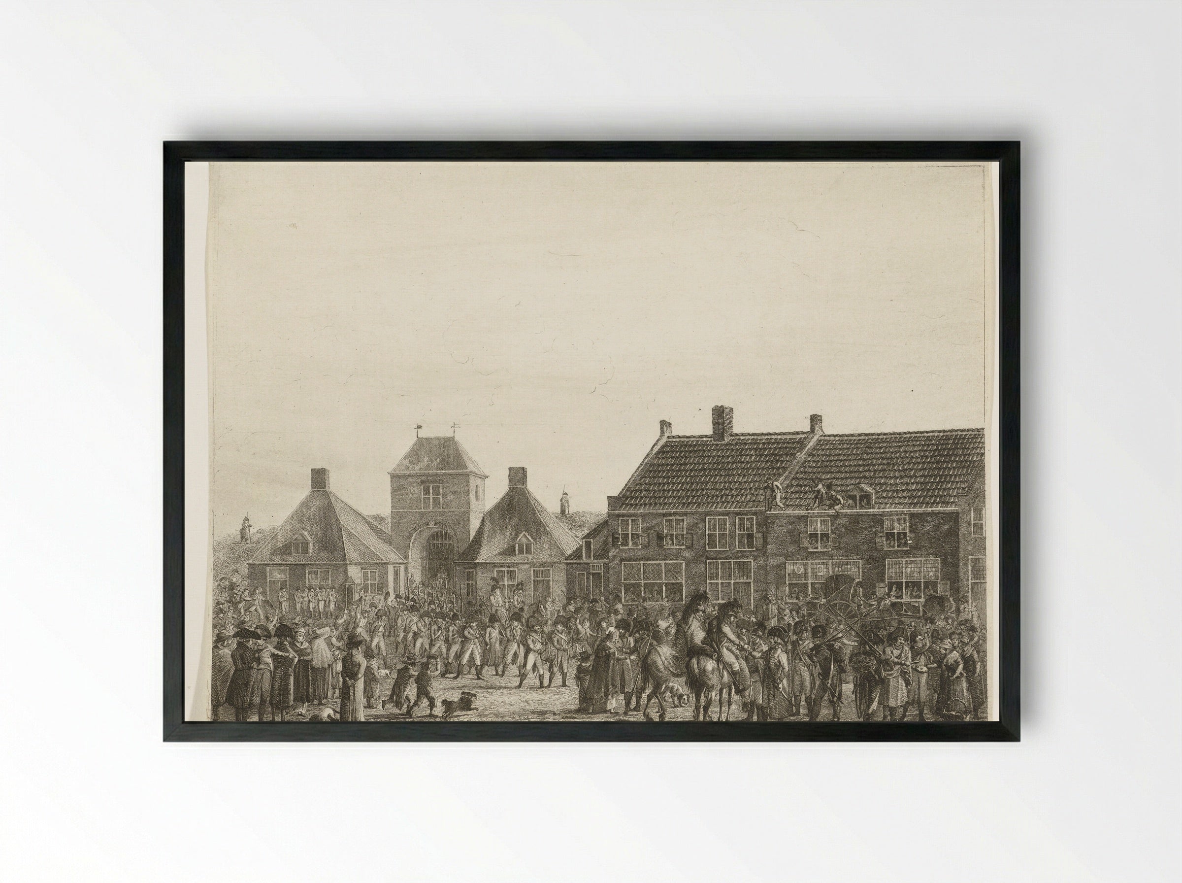 Franse troepen trekken Breda binnen, 1793 - Joannes Bemme - Framed Print Black