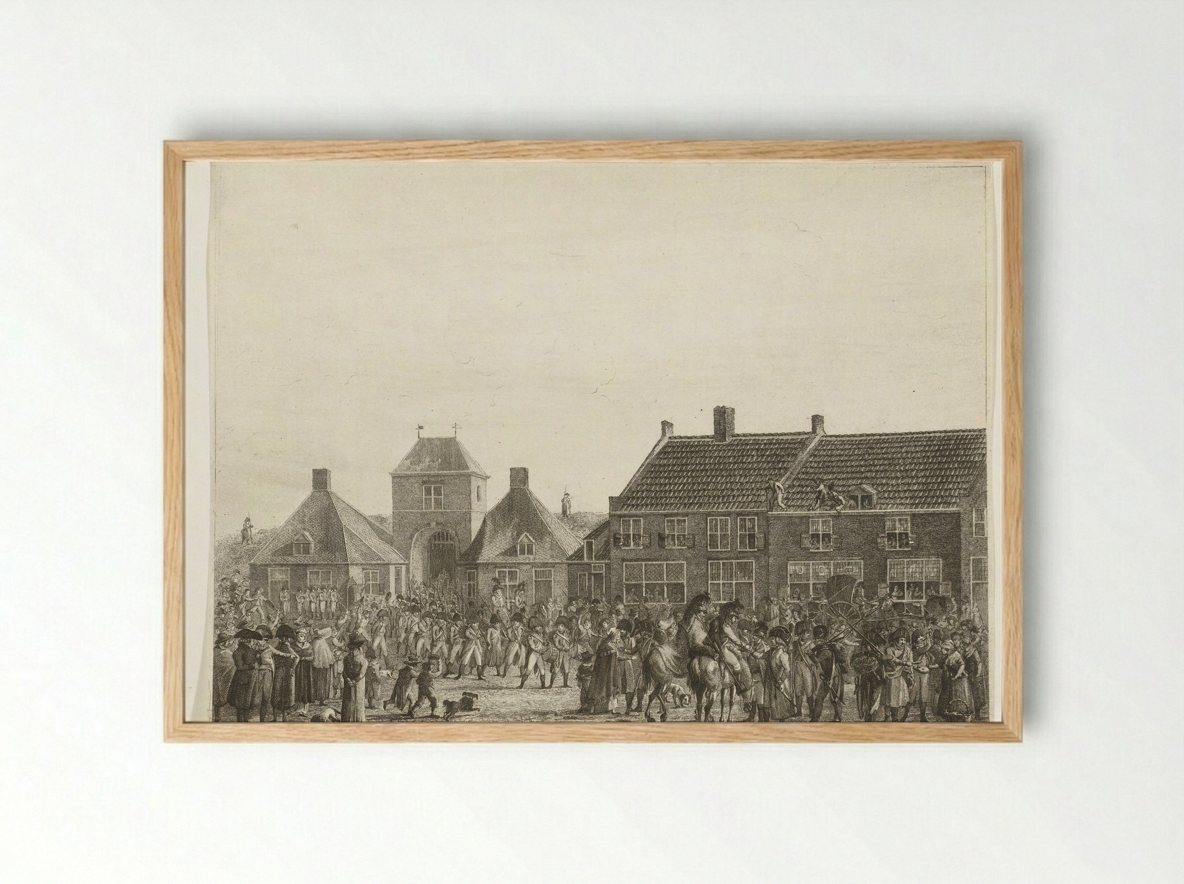 Franse troepen trekken Breda binnen, 1793 - Joannes Bemme - Framed Print Wood