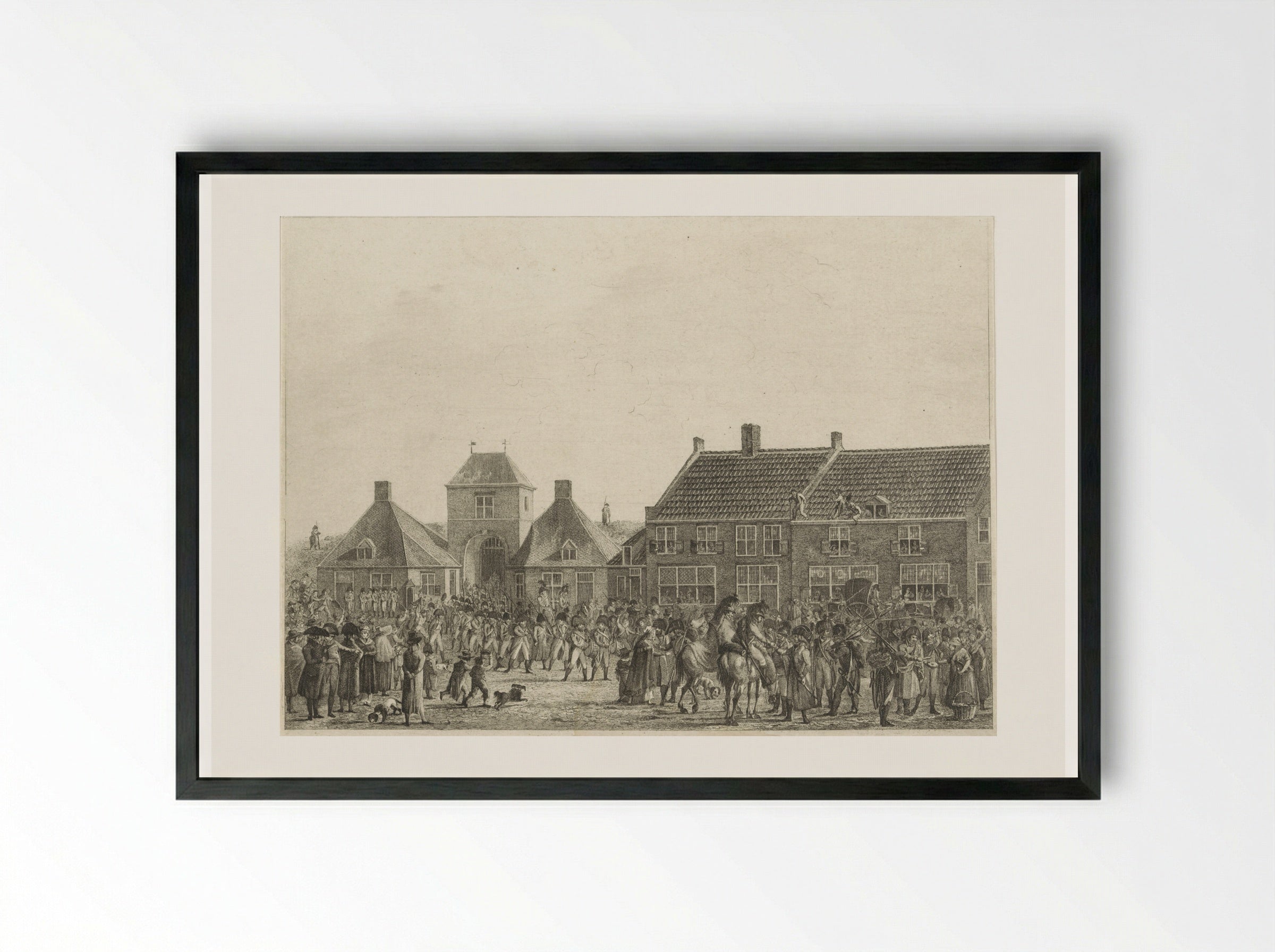Fransen trekken Breda binnen, 1793 - Joannes Bemme - Framed Print Black