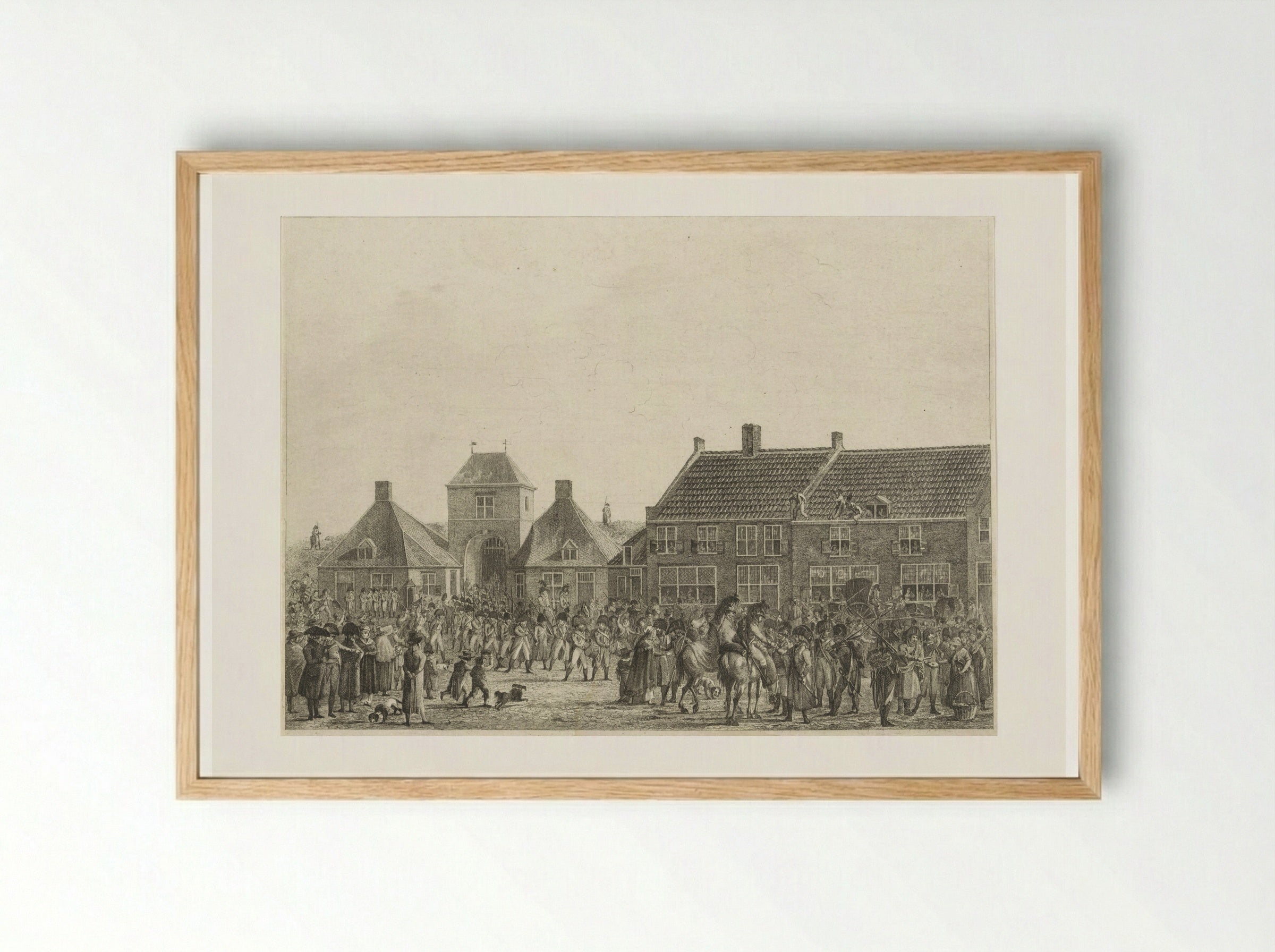Fransen trekken Breda binnen, 1793 - Joannes Bemme - Framed Print Wood