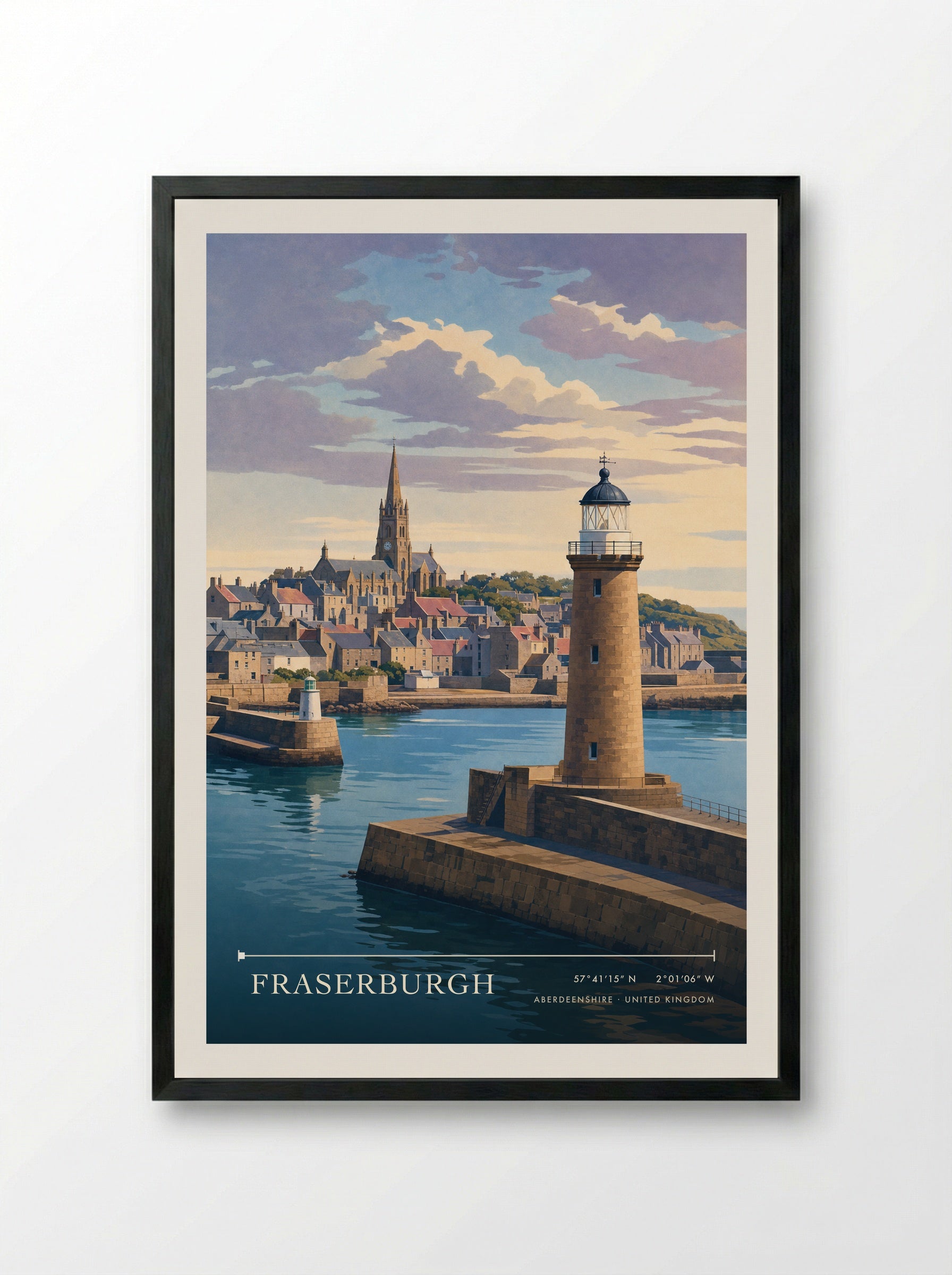 Fraserburgh Aberdeenshire United Kingdom Travel Poster - Framed Print Black