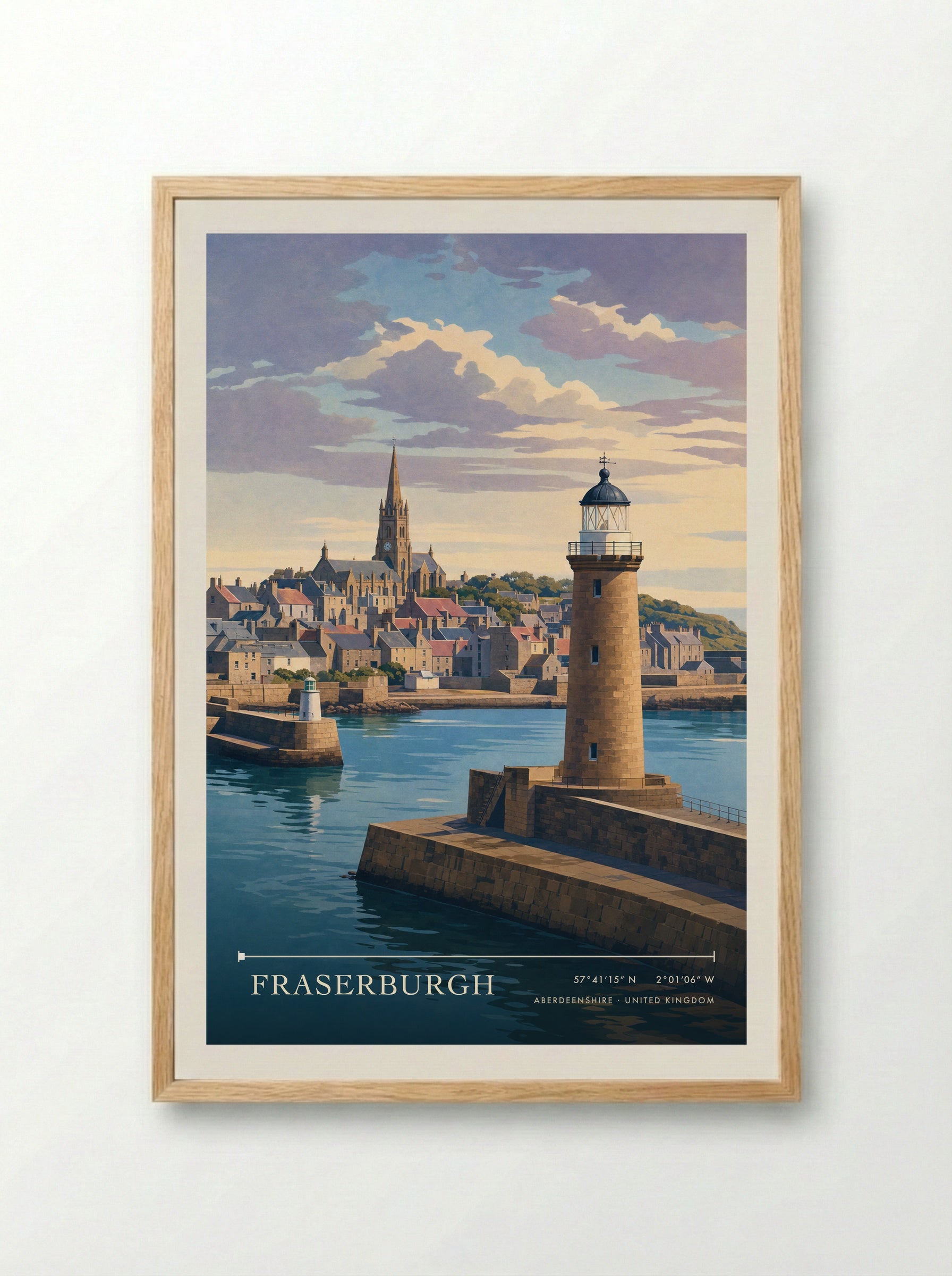 Fraserburgh Aberdeenshire United Kingdom Travel Poster - Framed Print Wood