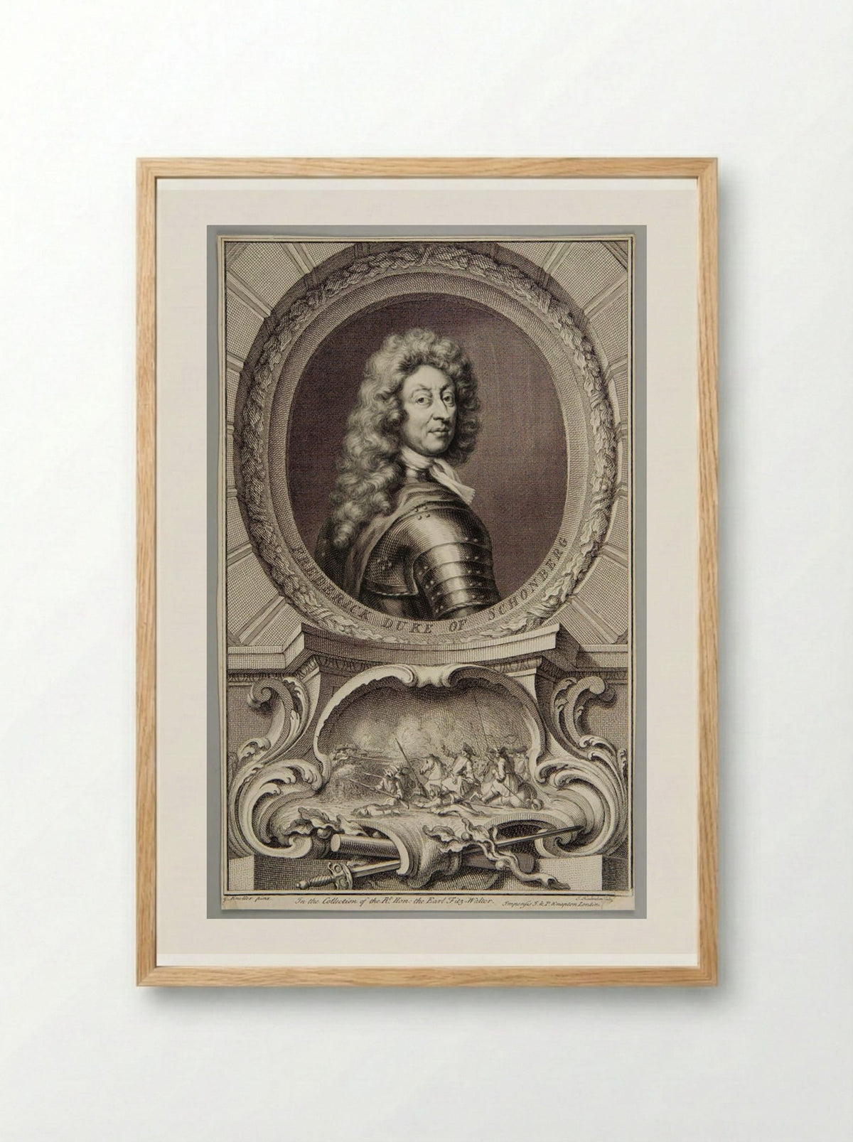 Frederick Armand Hermann von Schomberg - Jacobus Houbraken - Framed Print Wood