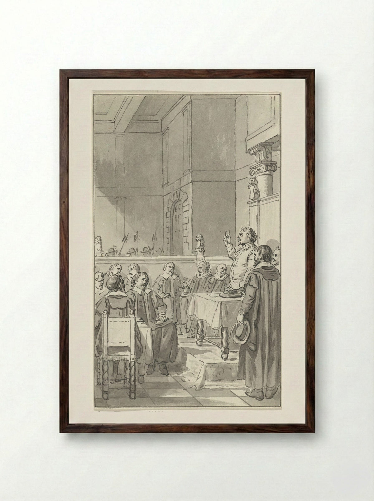 Frederik Hendrik Takes the Oath as Stadtholder, 1625 - Jacobus Buys - Framed Print Dark Wood