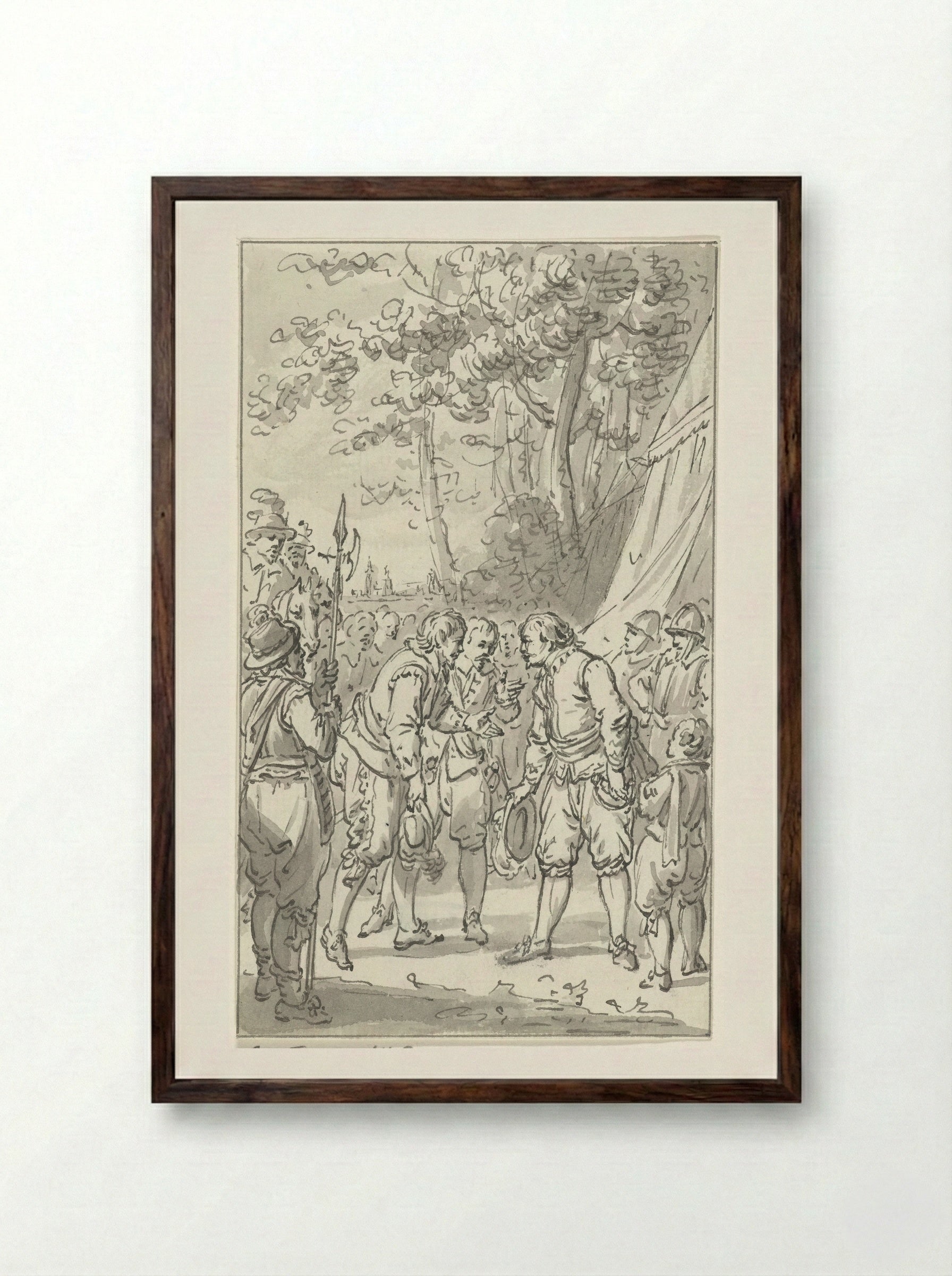 Frederik Hendrik Welcomed as Commander in the French Army, 1635 - Jacobus Buys - Framed Print Dark Wood