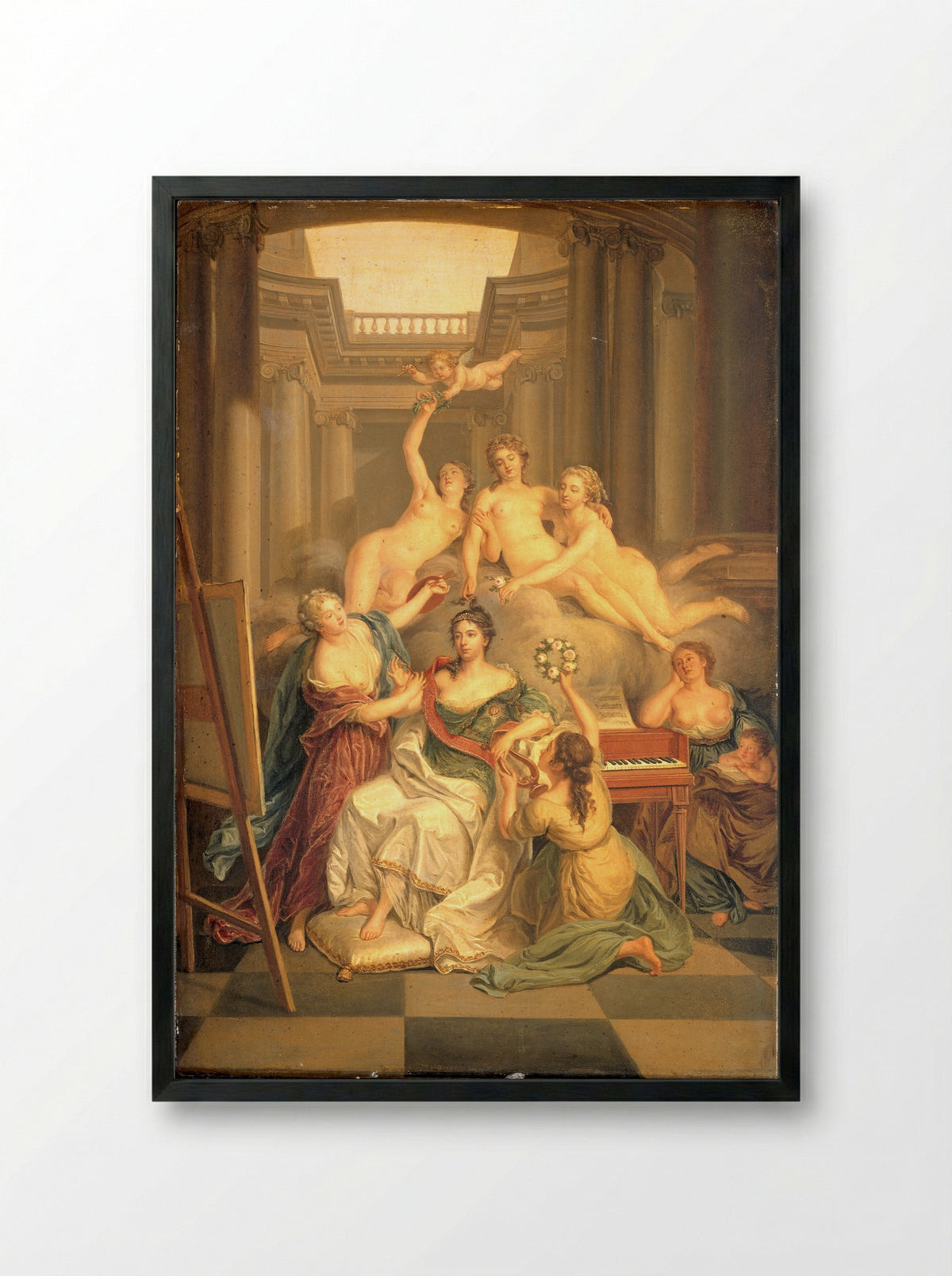 Frederika Sophia Wilhelmina van Pruisen in de tempel der kunsten - Benjamin Samuel Bolomey - Framed Print Black