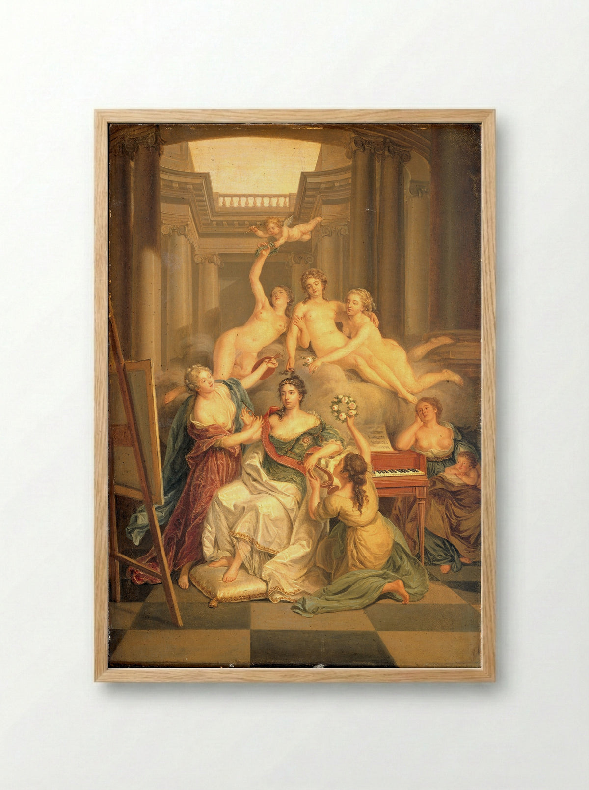Frederika Sophia Wilhelmina van Pruisen in de tempel der kunsten - Benjamin Samuel Bolomey - Framed Print Wood