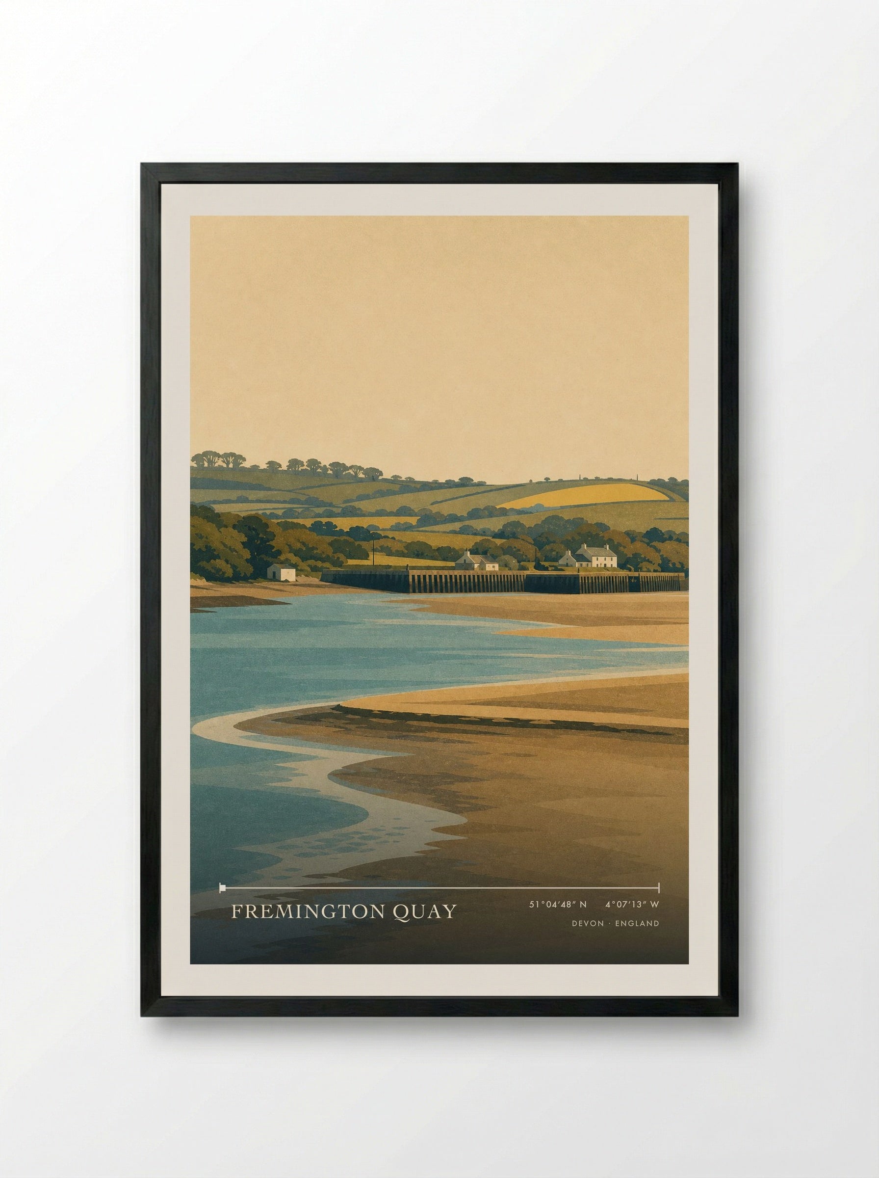 Fremington Quay Devon England Travel Poster - Framed Print Black