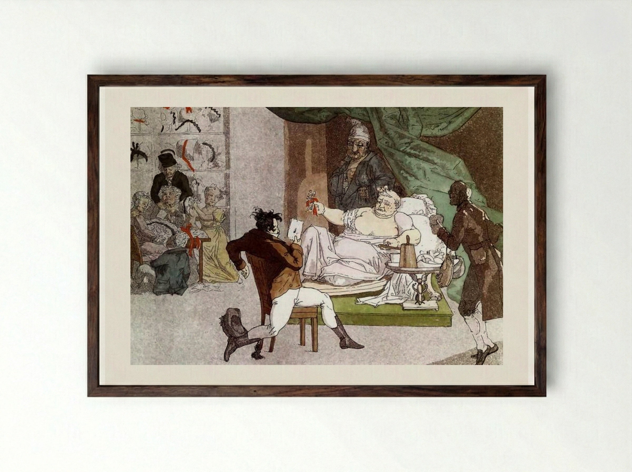 French Activities in the Store - Alexey Venetsianov - Framed Print Dark Wood
